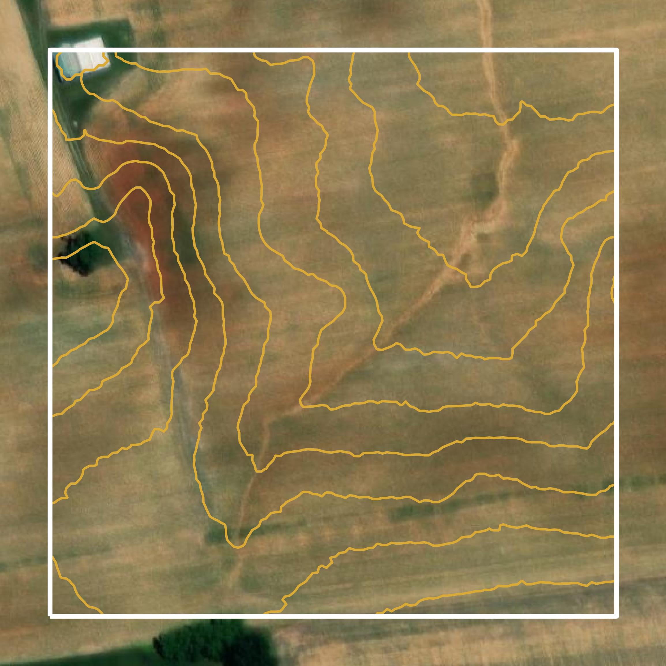 This image shows a contour map in Simpson County created using GIS data in Equator.