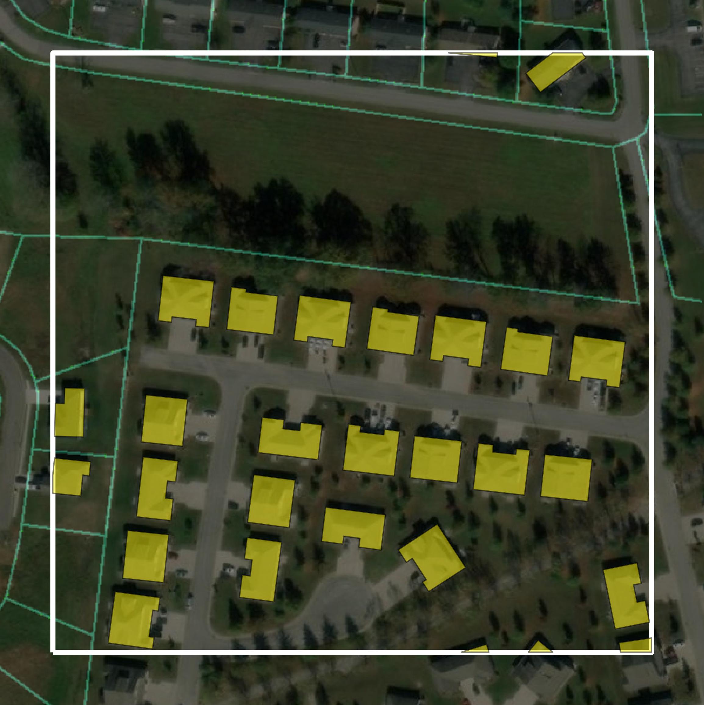 This image shows parcel and building data in Simpson County created using GIS data in Equator.