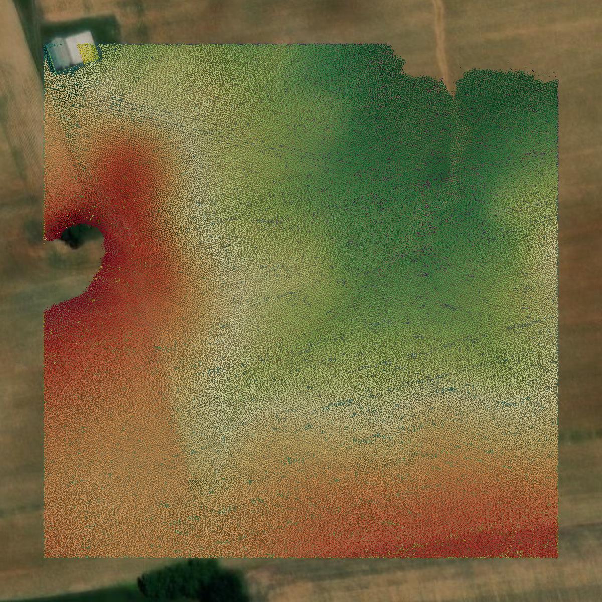 This image shows a LiDAR point cloud in Simpson County created using GIS data in Equator.