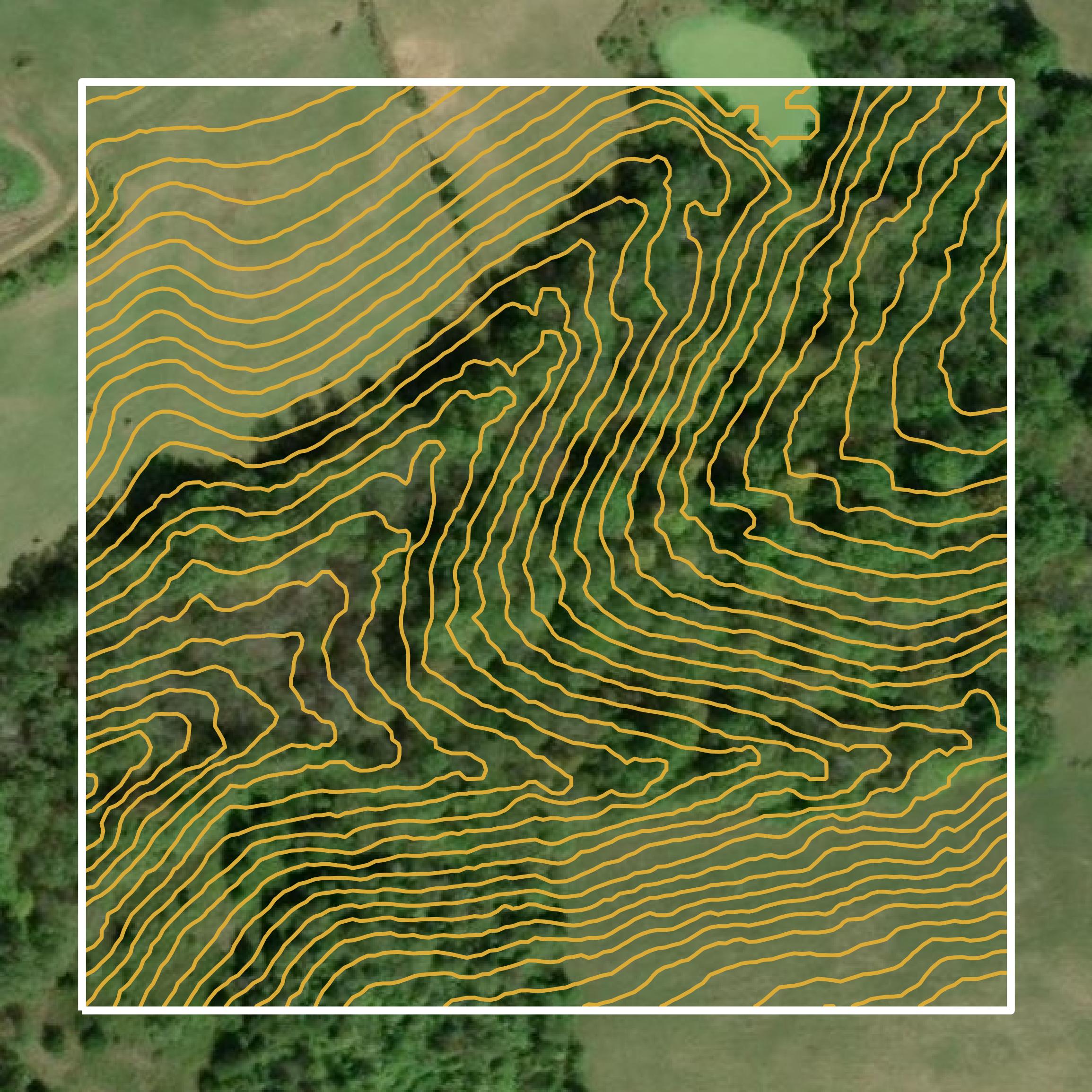 This image shows a contour map in Spencer County created using GIS data in Equator.