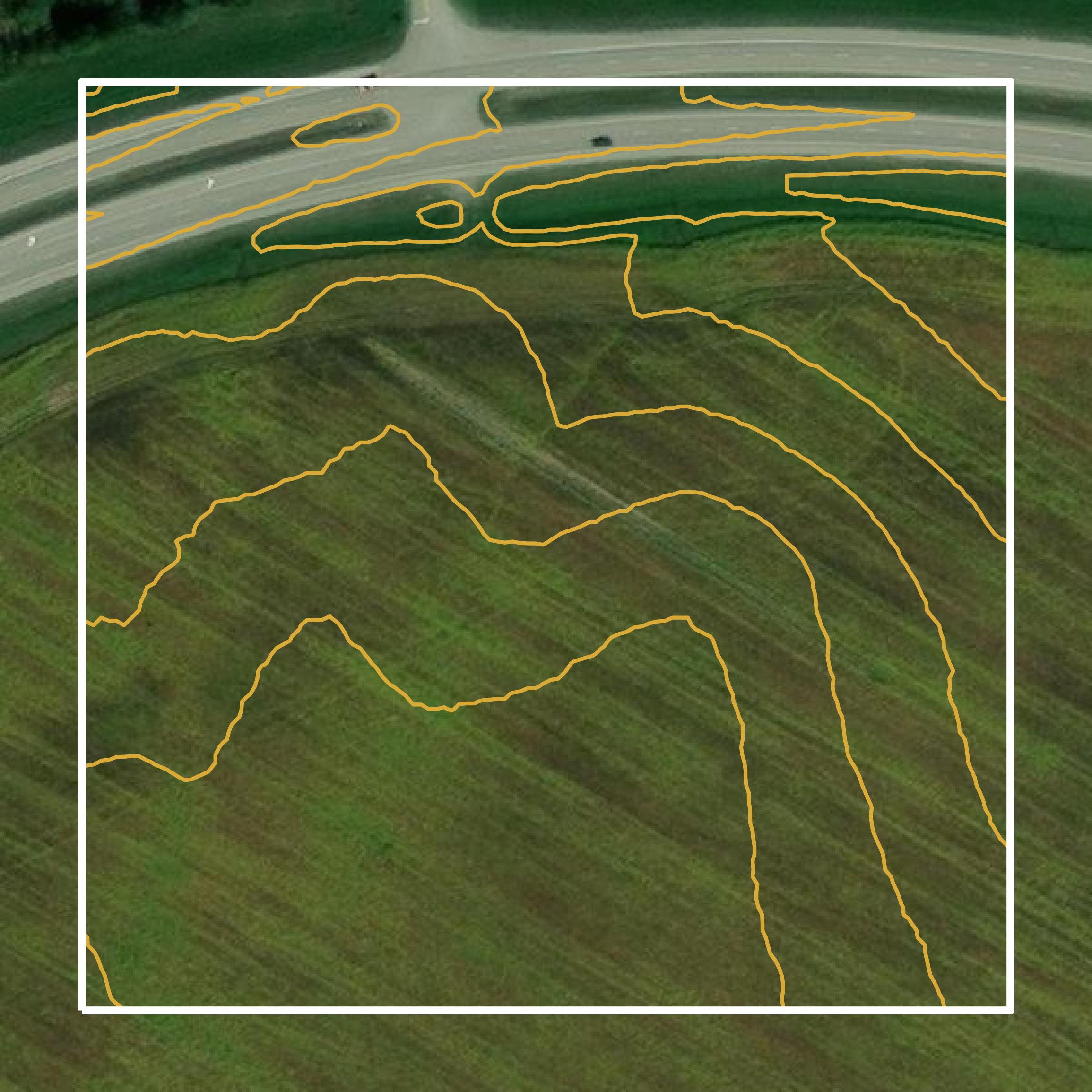 This image shows a contour map in Trigg County created using GIS data in Equator.