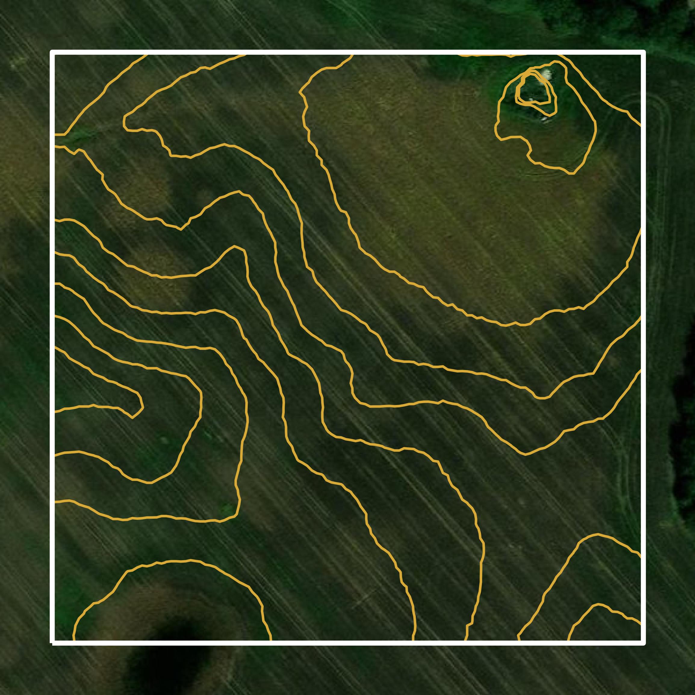 This image shows a contour map in Trigg County created using GIS data in Equator.