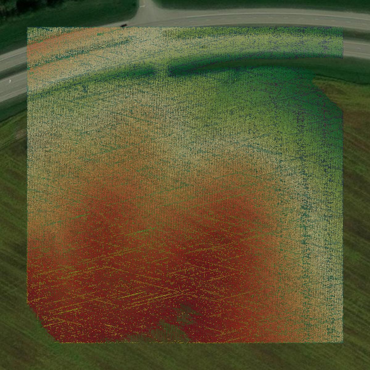 This image shows a LiDAR point cloud in Trigg County created using GIS data in Equator.