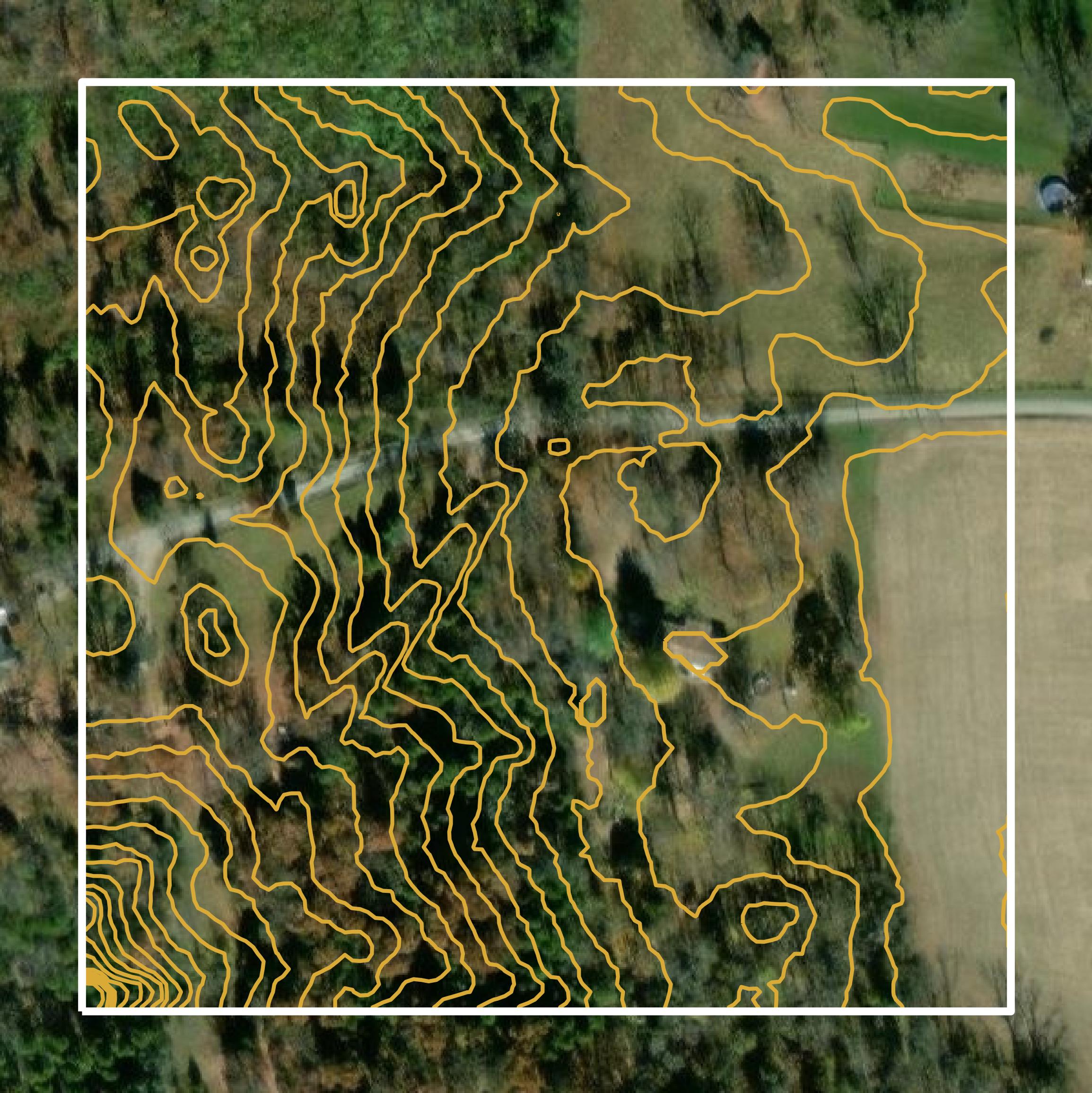 This image shows a contour map in Trimble County created using GIS data in Equator.