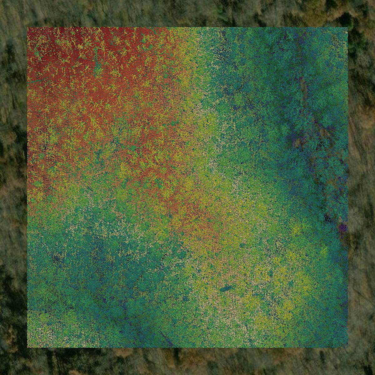 This image shows a LiDAR point cloud in Trimble County created using GIS data in Equator.