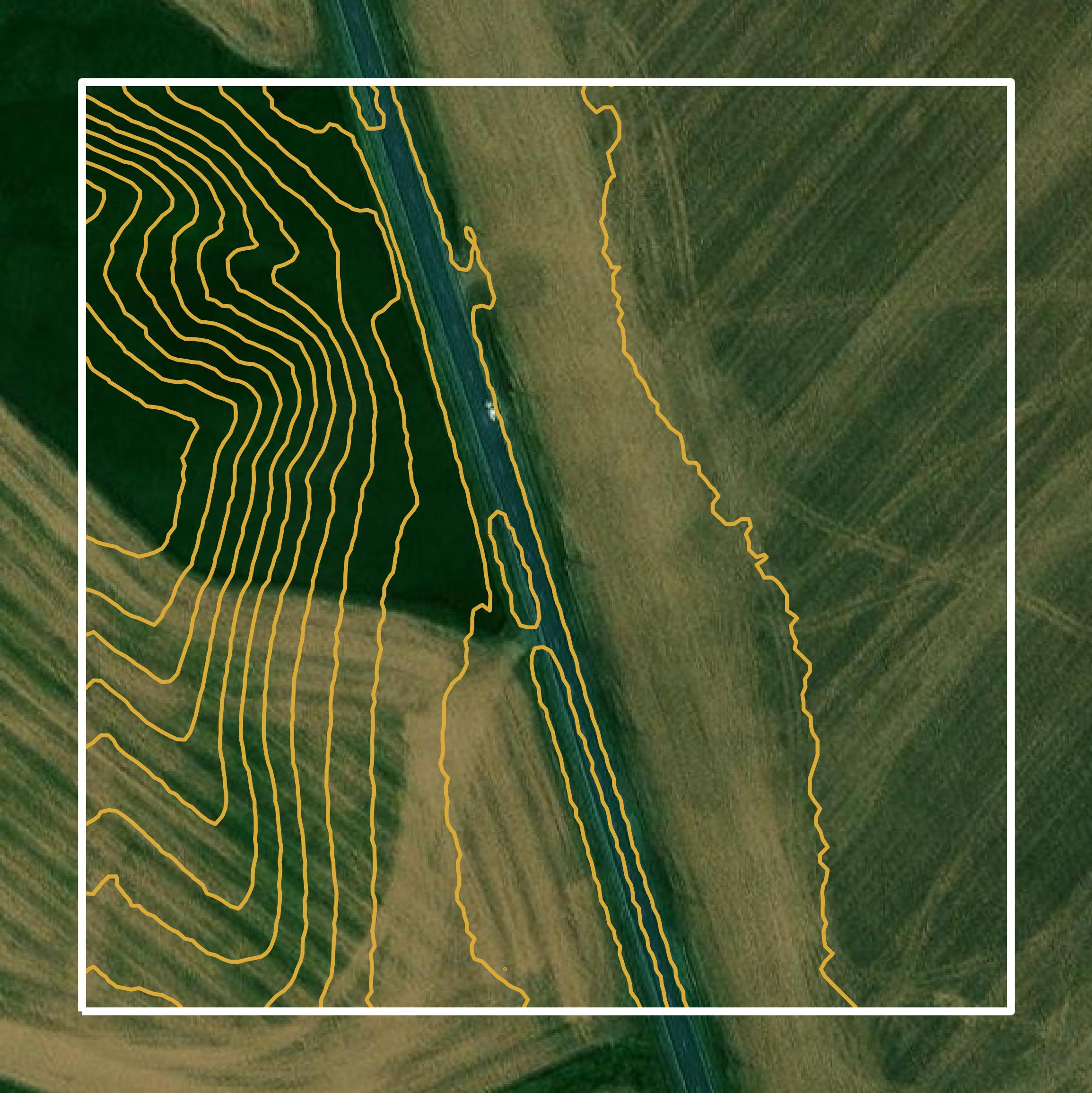 This image shows a contour map in Union County created using GIS data in Equator.