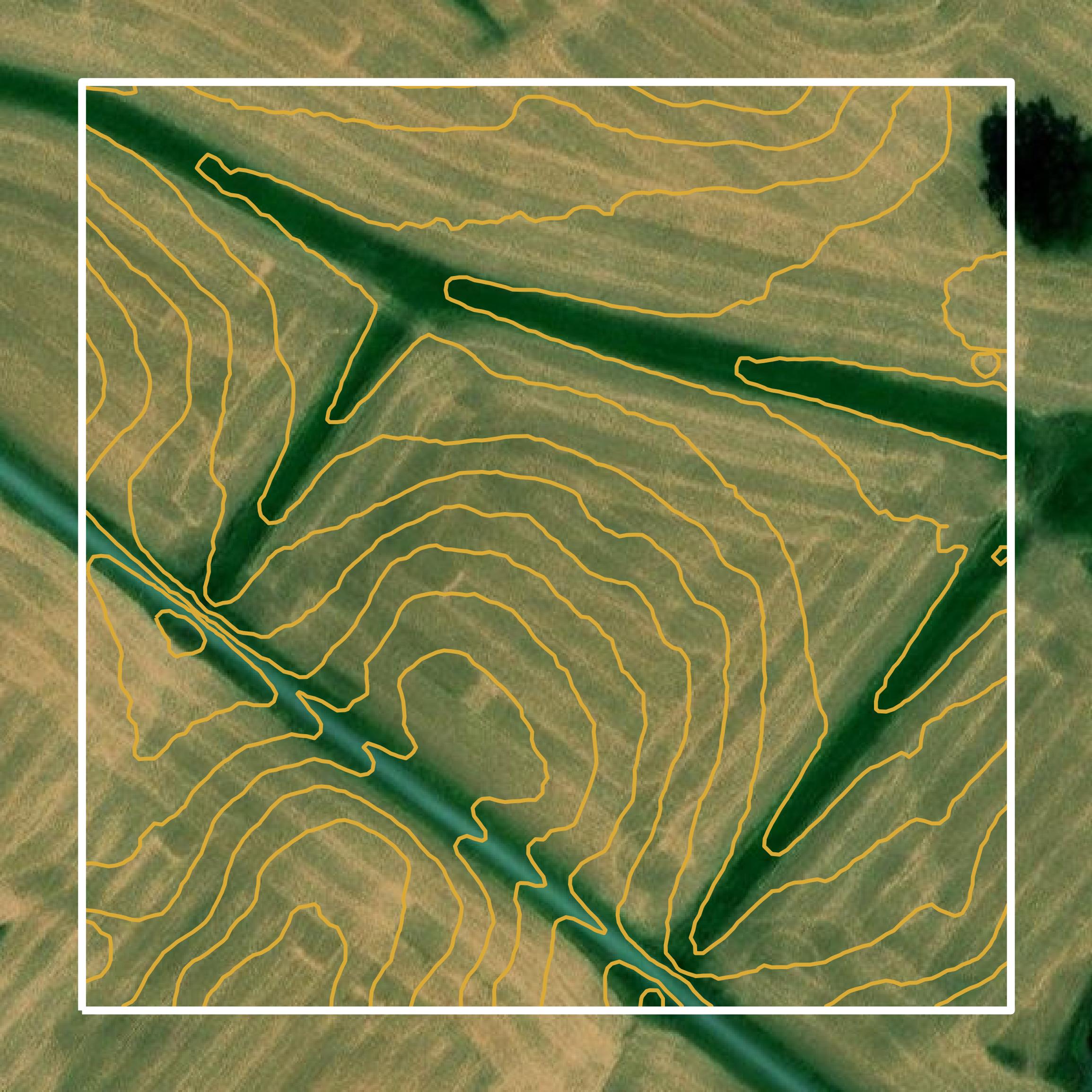This image shows a contour map in Union County created using GIS data in Equator.