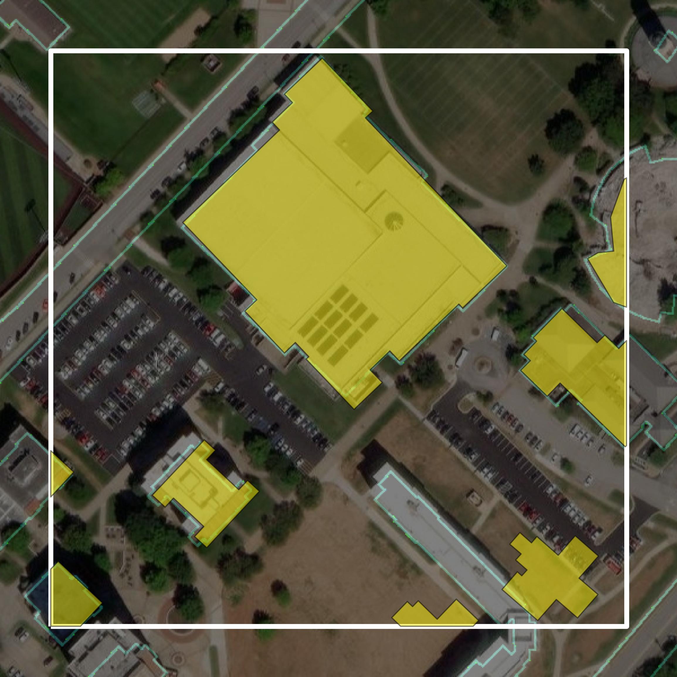 This image shows parcel and building data in Warren County created using GIS data in Equator.