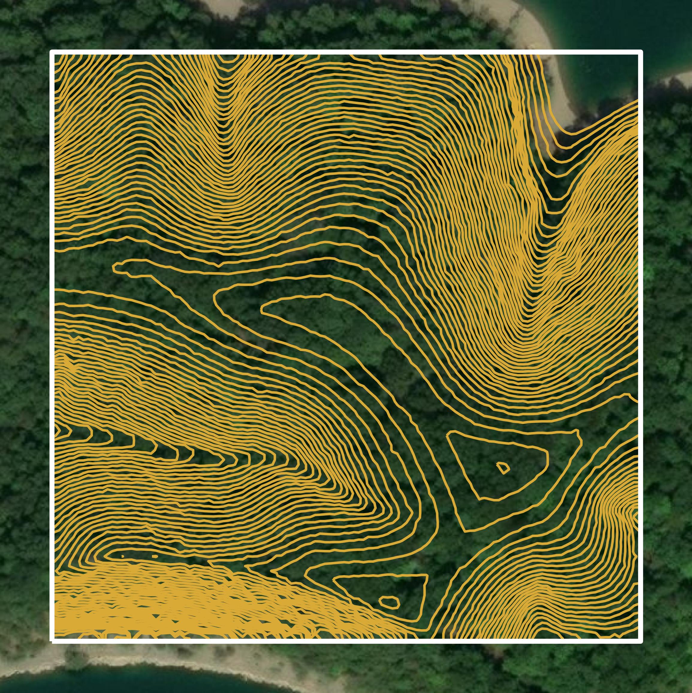 This image shows a contour map in Wayne County created using GIS data in Equator.