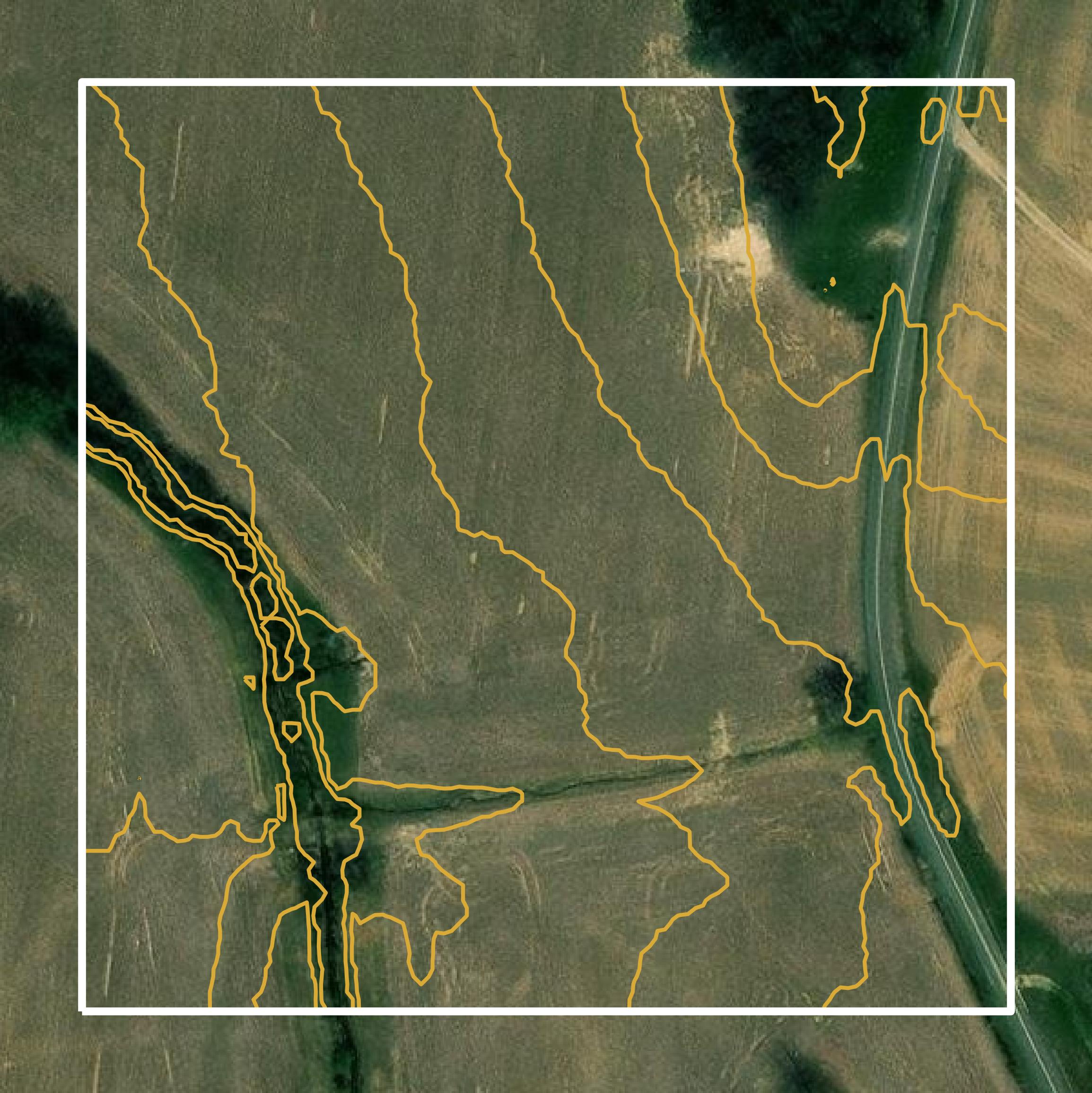 This image shows a contour map in Webster County created using GIS data in Equator.