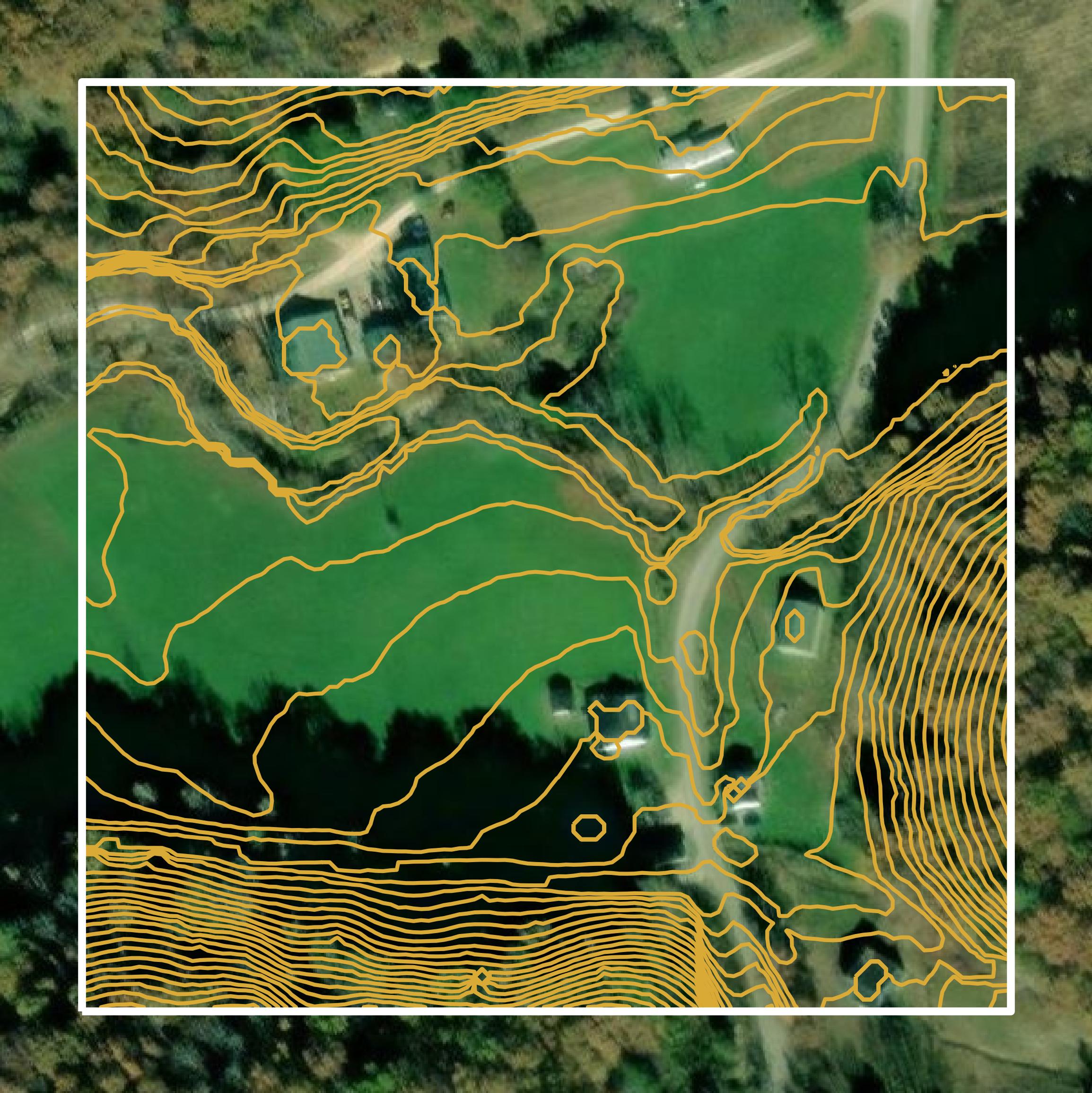 This image shows a contour map in Wolfe County created using GIS data in Equator.