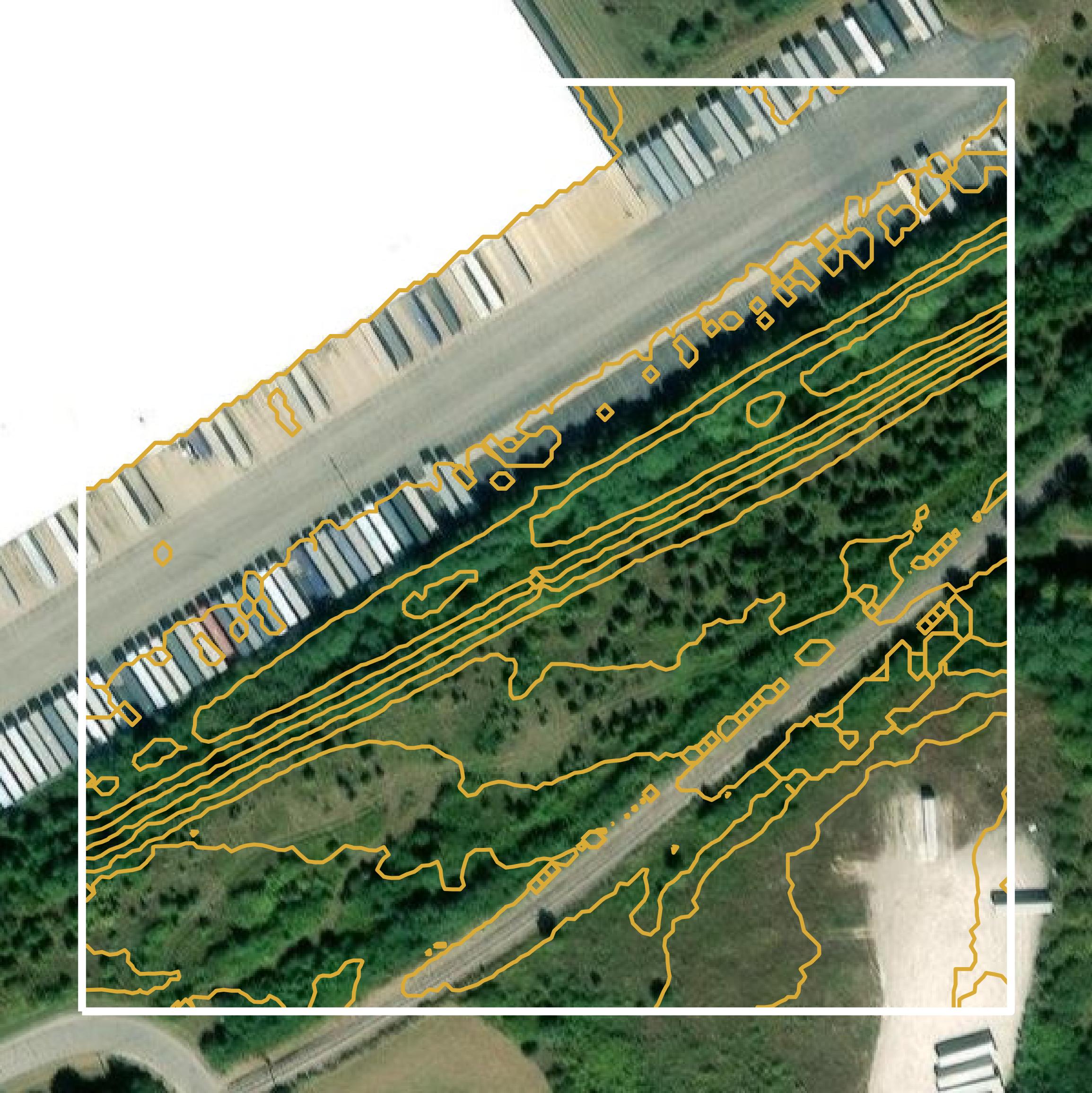 This image shows a contour map in Woodford County created using GIS data in Equator.