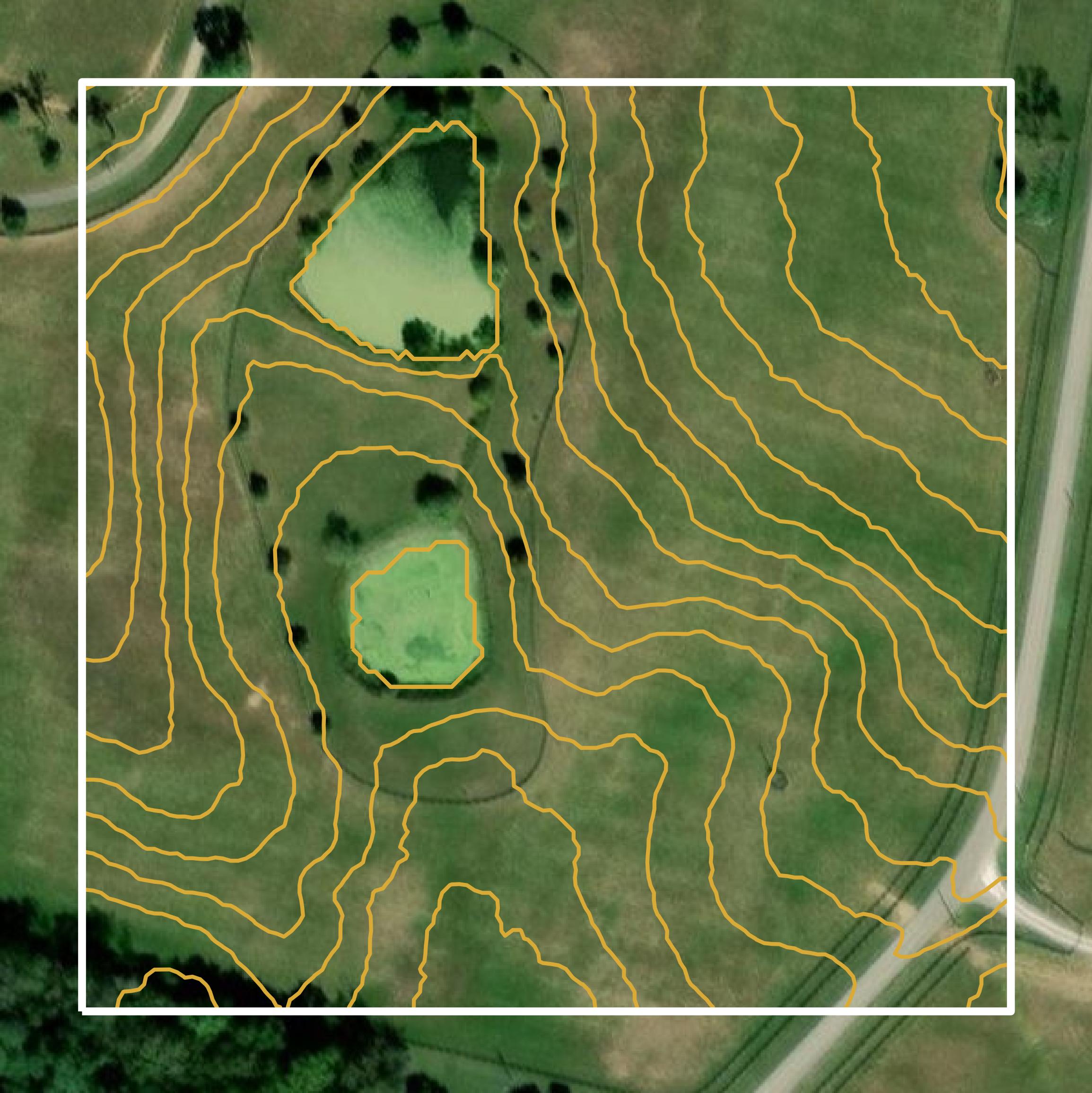 This image shows a contour map in Woodford County created using GIS data in Equator.