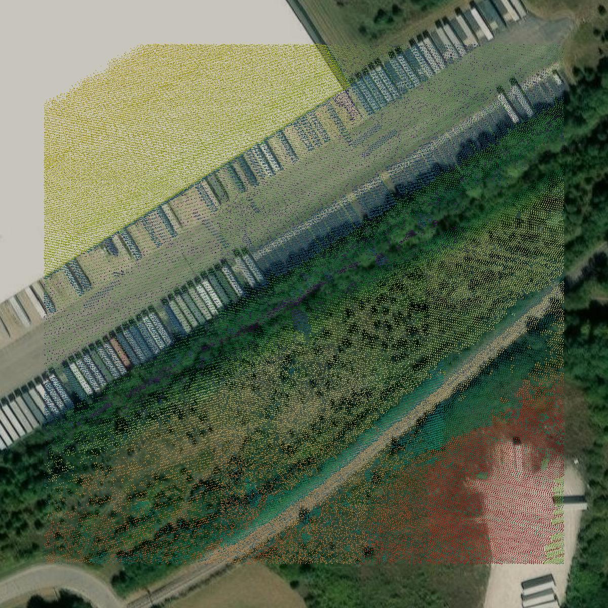 This image shows a LiDAR point cloud in Woodford County created using GIS data in Equator.