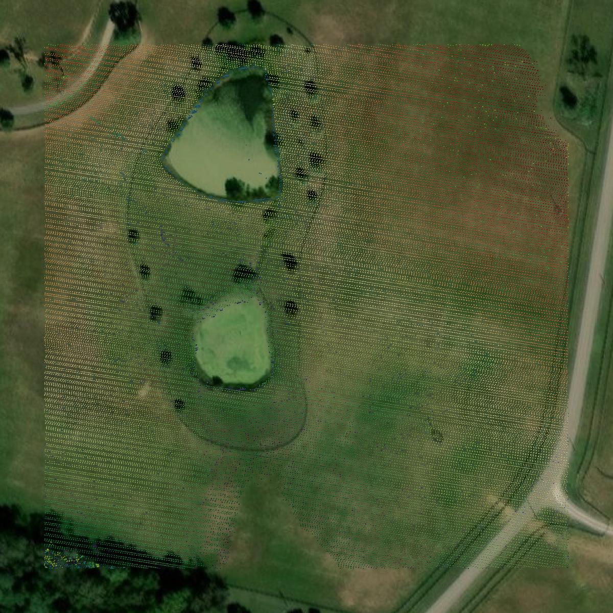 This image shows a LiDAR point cloud in Woodford County created using GIS data in Equator.