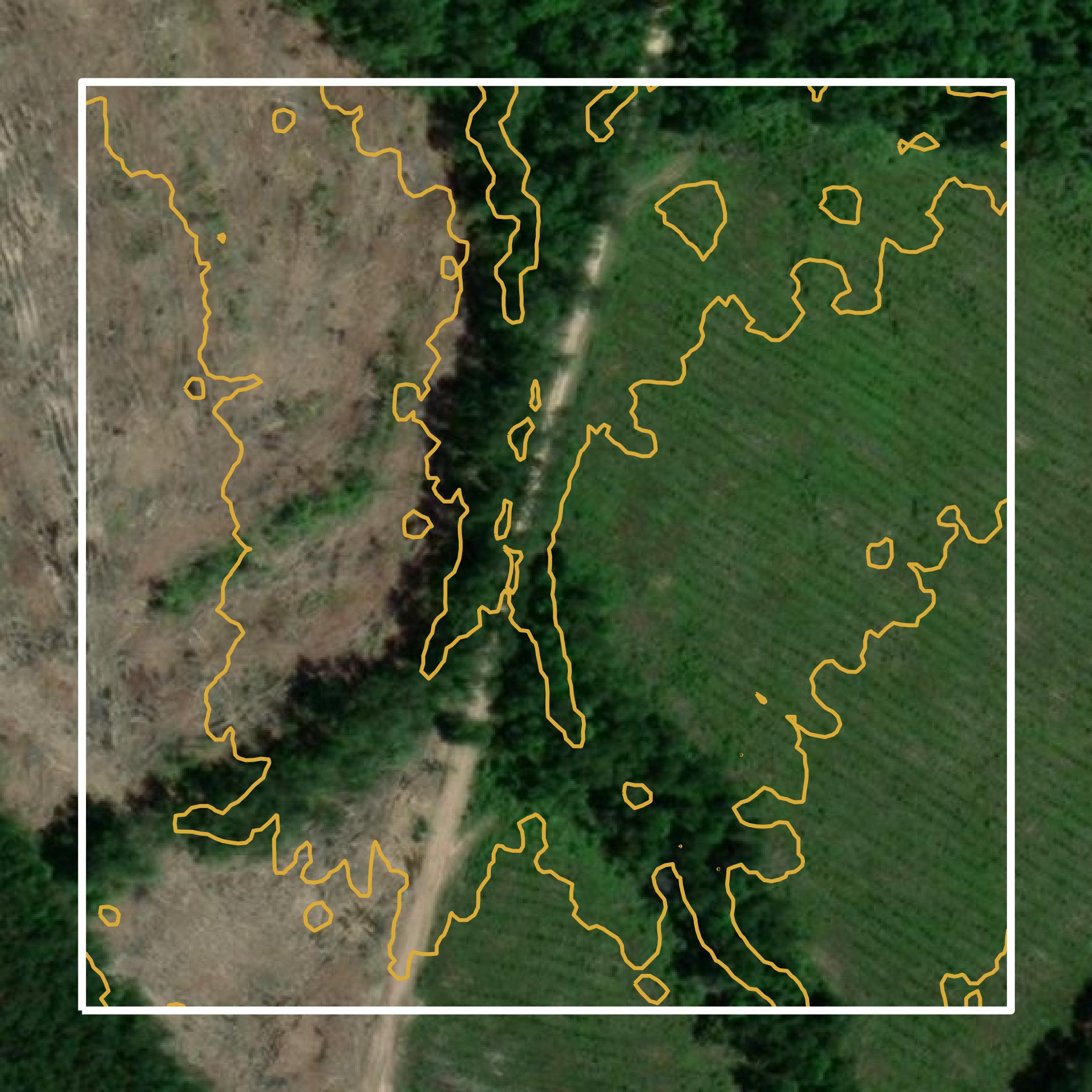 This image shows a contour map in Beauregard Parish created using GIS data in Equator.