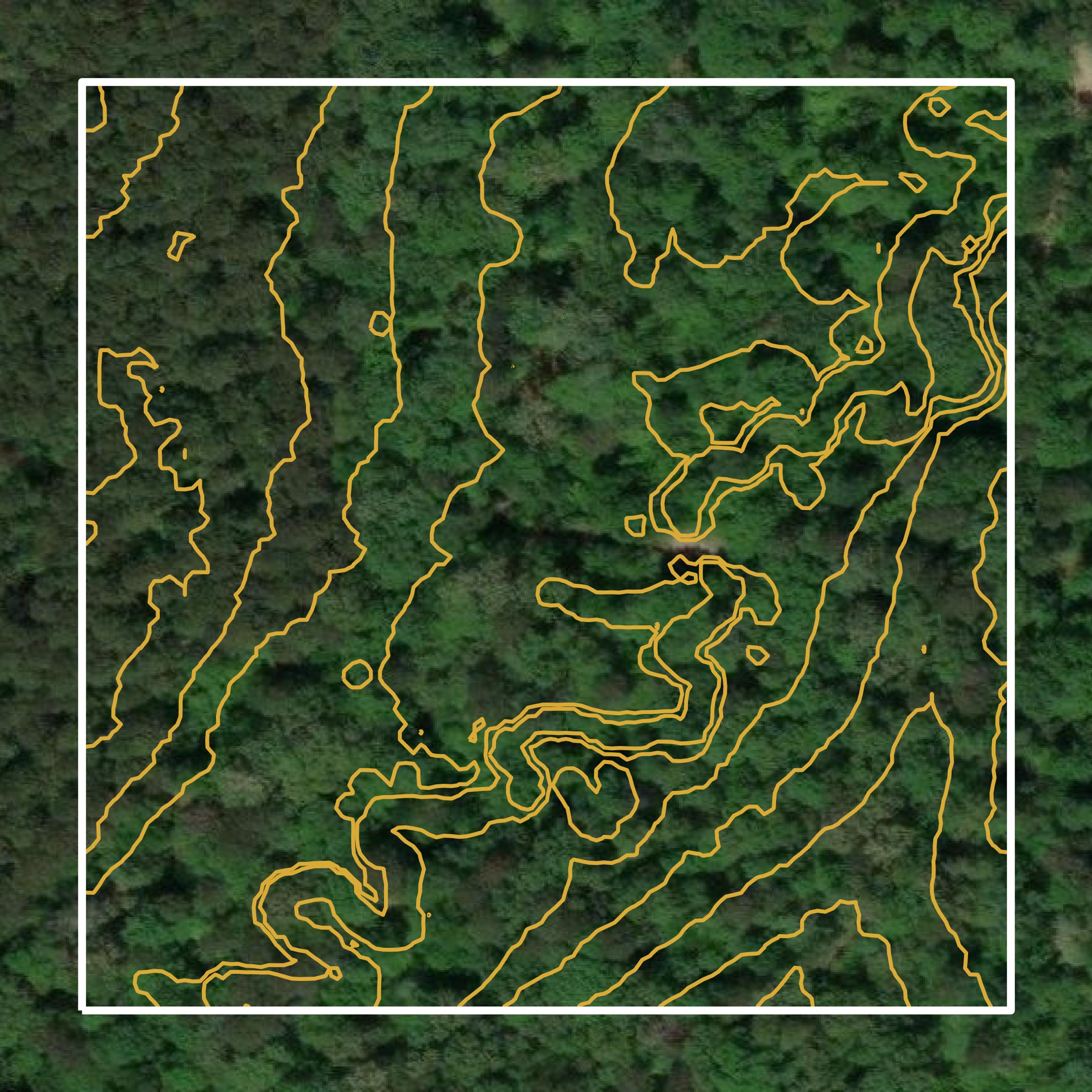 This image shows a contour map in Caldwell Parish created using GIS data in Equator.