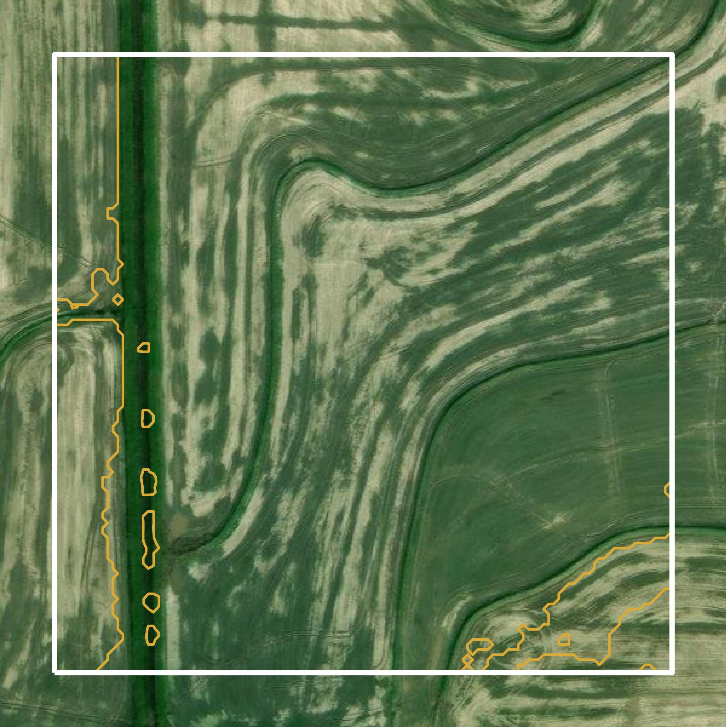 This image shows a contour map in Cameron Parish created using GIS data in Equator.