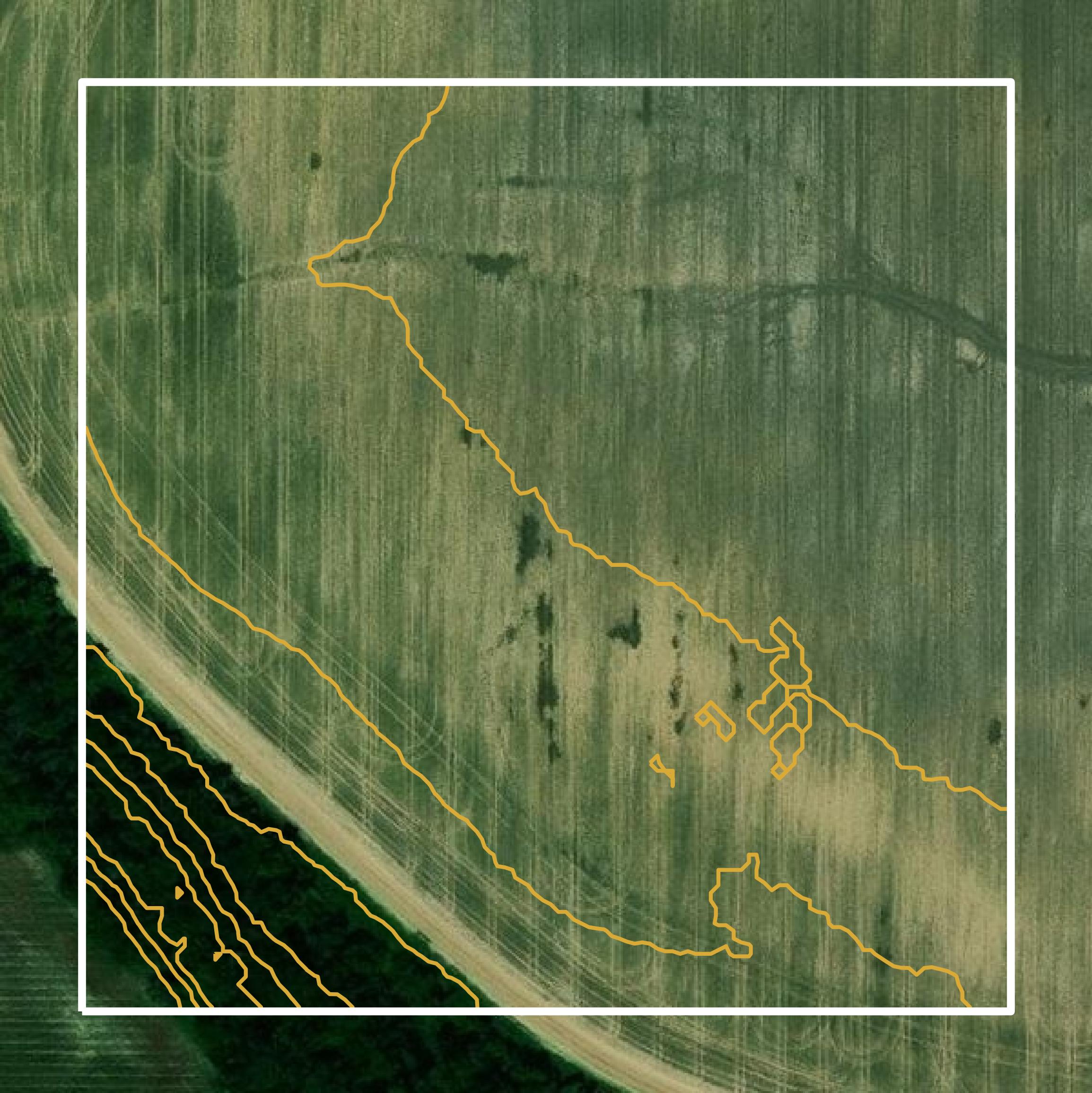 This image shows a contour map in Catahoula Parish created using GIS data in Equator.