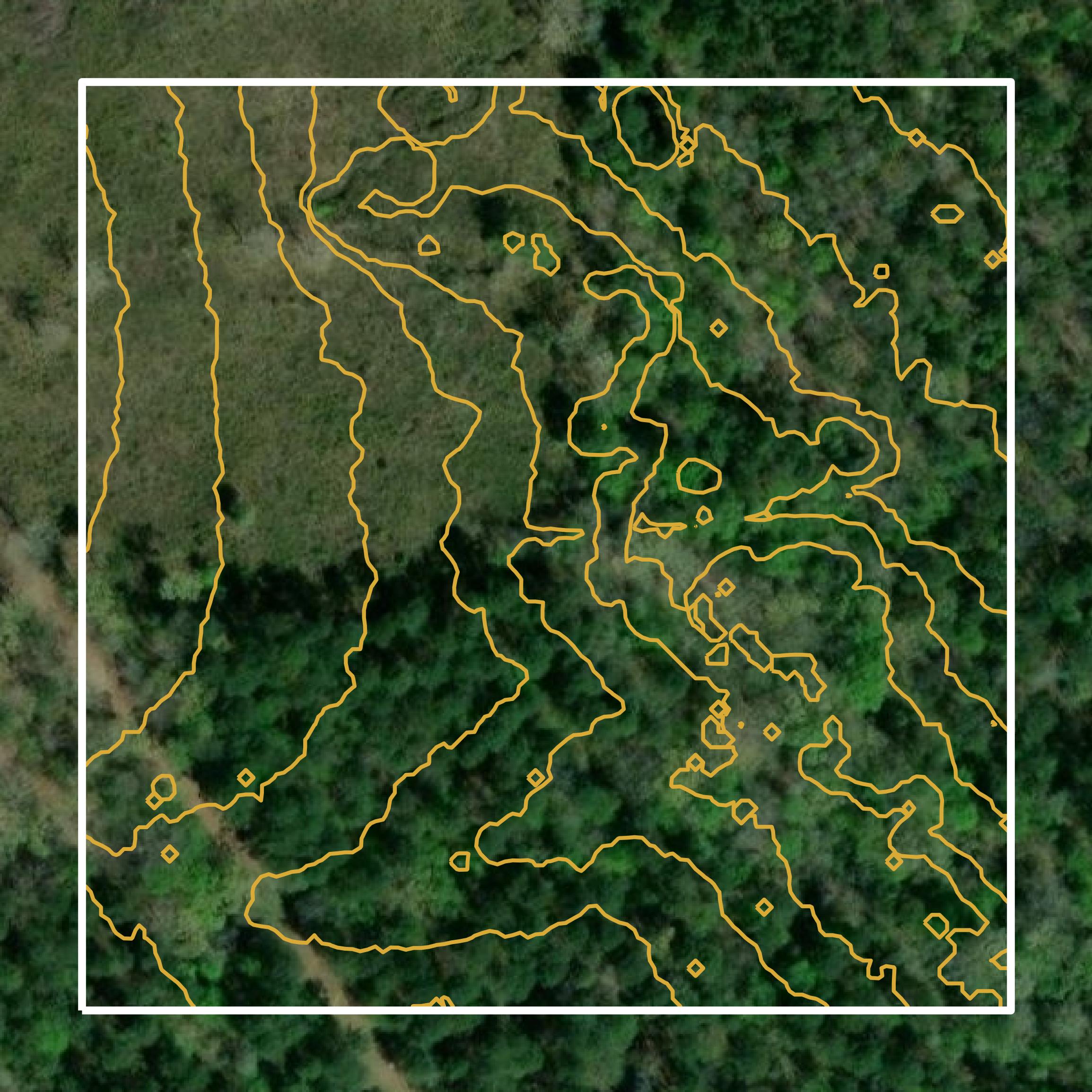 This image shows a contour map in Claiborne Parish created using GIS data in Equator.