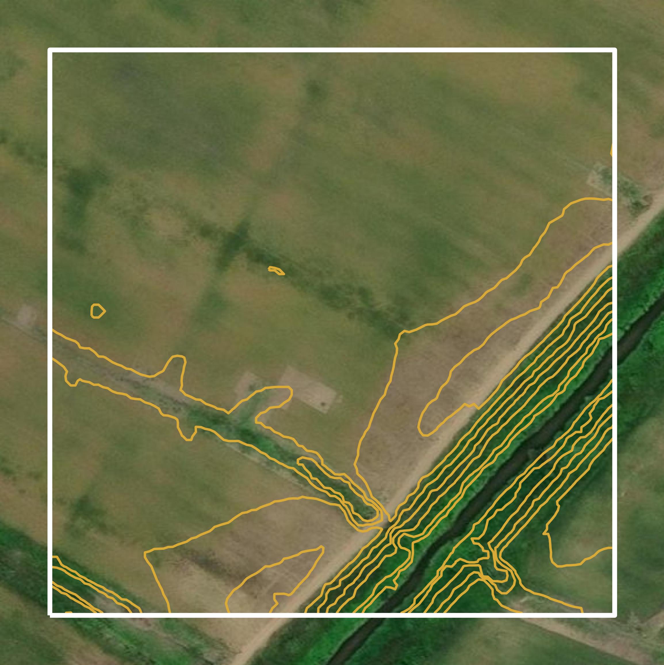 This image shows a contour map in Concordia Parish created using GIS data in Equator.