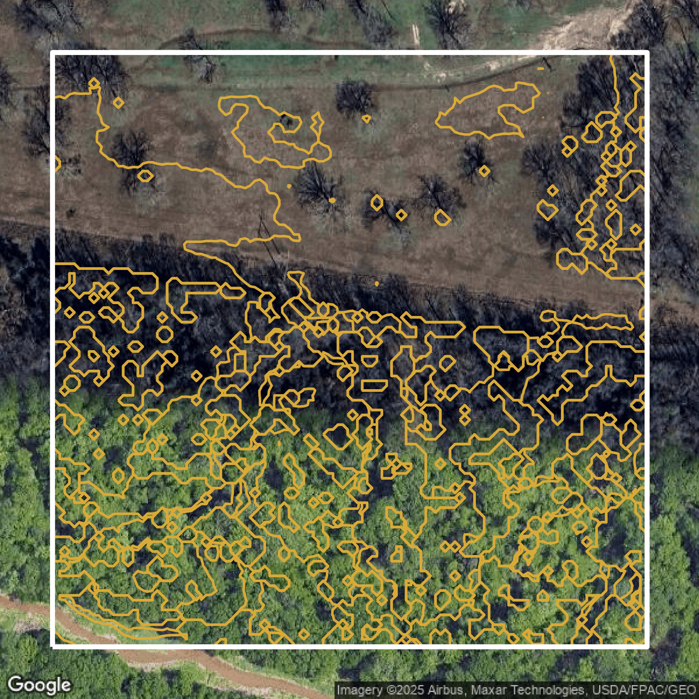 This image shows a contour map in East Baton Rouge Parish created using GIS data in Equator.
