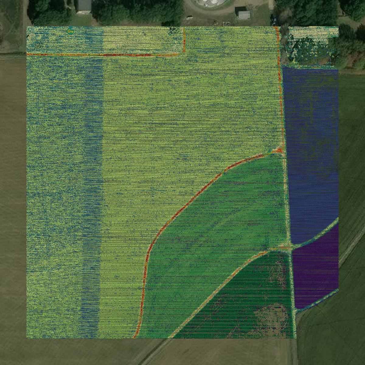 This image shows a LiDAR point cloud in Evangeline Parish created using GIS data in Equator.