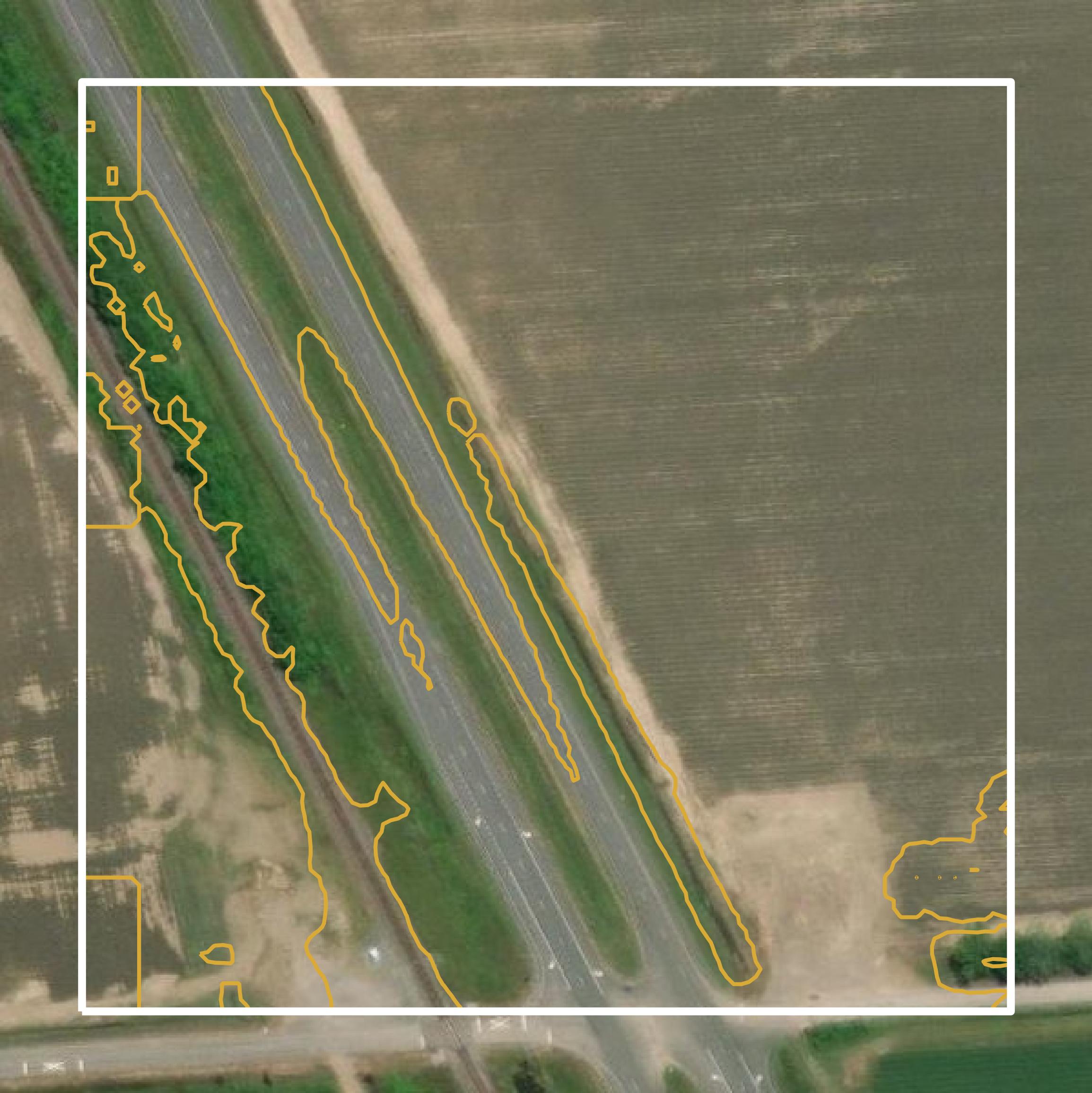 This image shows a contour map in Iberville Parish created using GIS data in Equator.