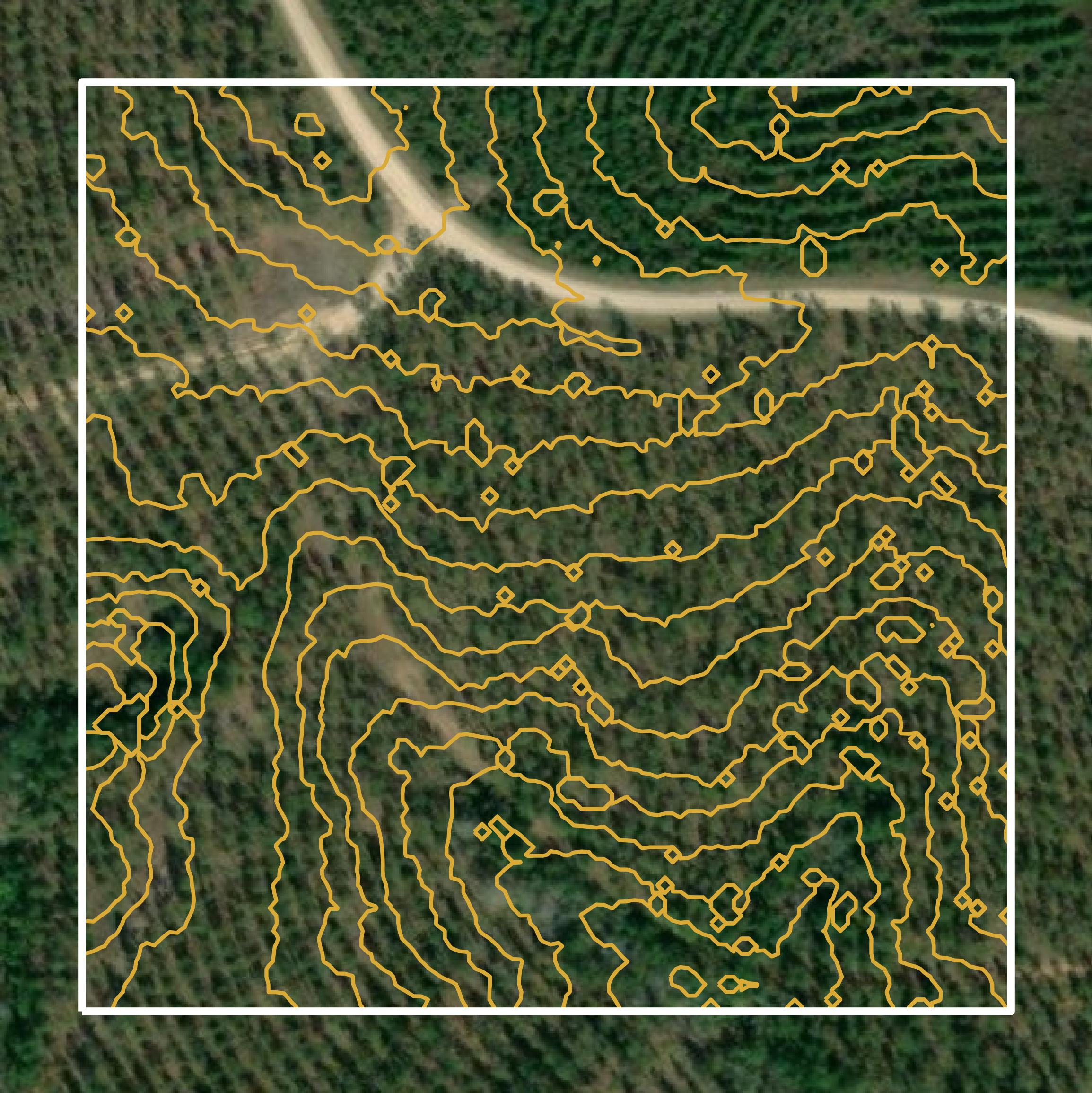 This image shows a contour map in Jackson Parish created using GIS data in Equator.