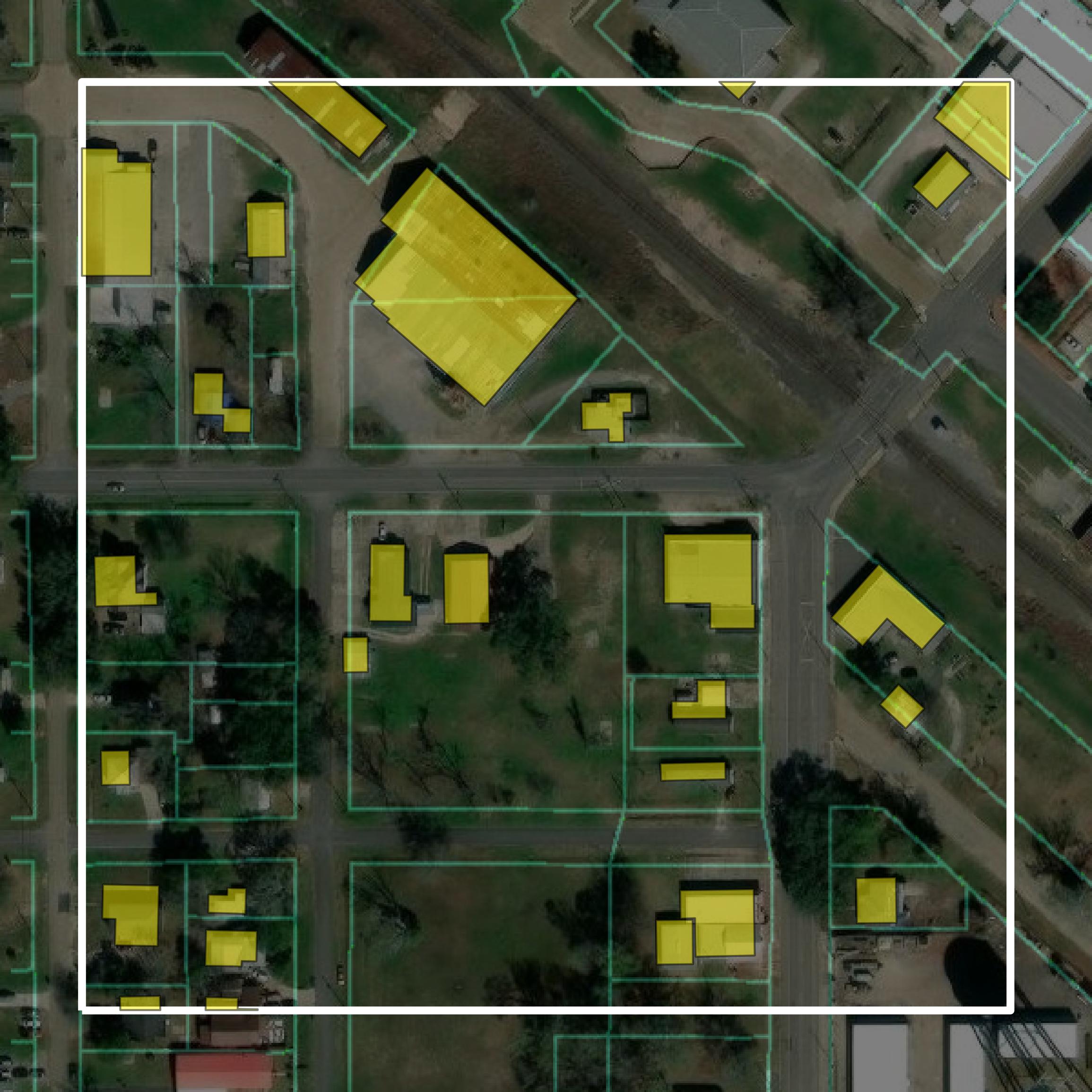 This image shows parcel and building data in Jefferson Davis Parish created using GIS data in Equator.