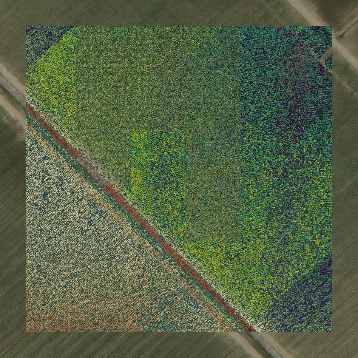 This image shows a LiDAR point cloud in Lafourche Parish created using GIS data in Equator.