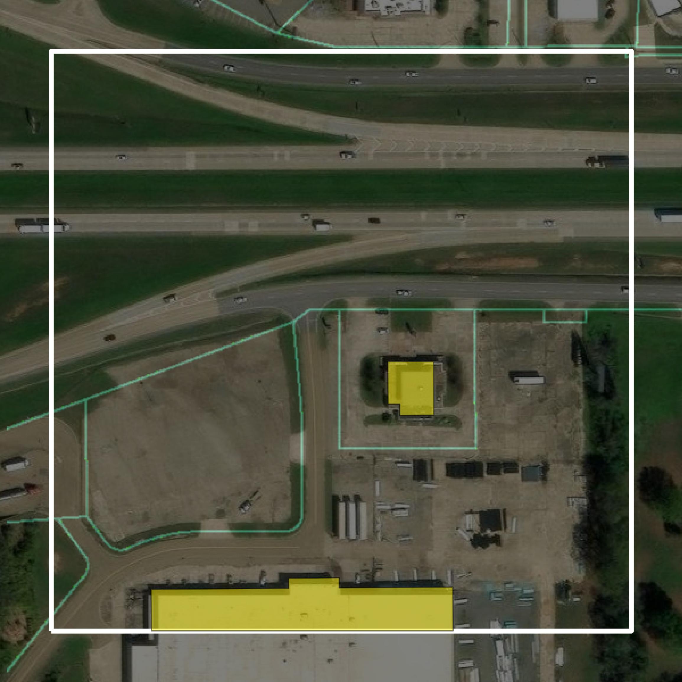 This image shows parcel and building data in Lincoln Parish created using GIS data in Equator.