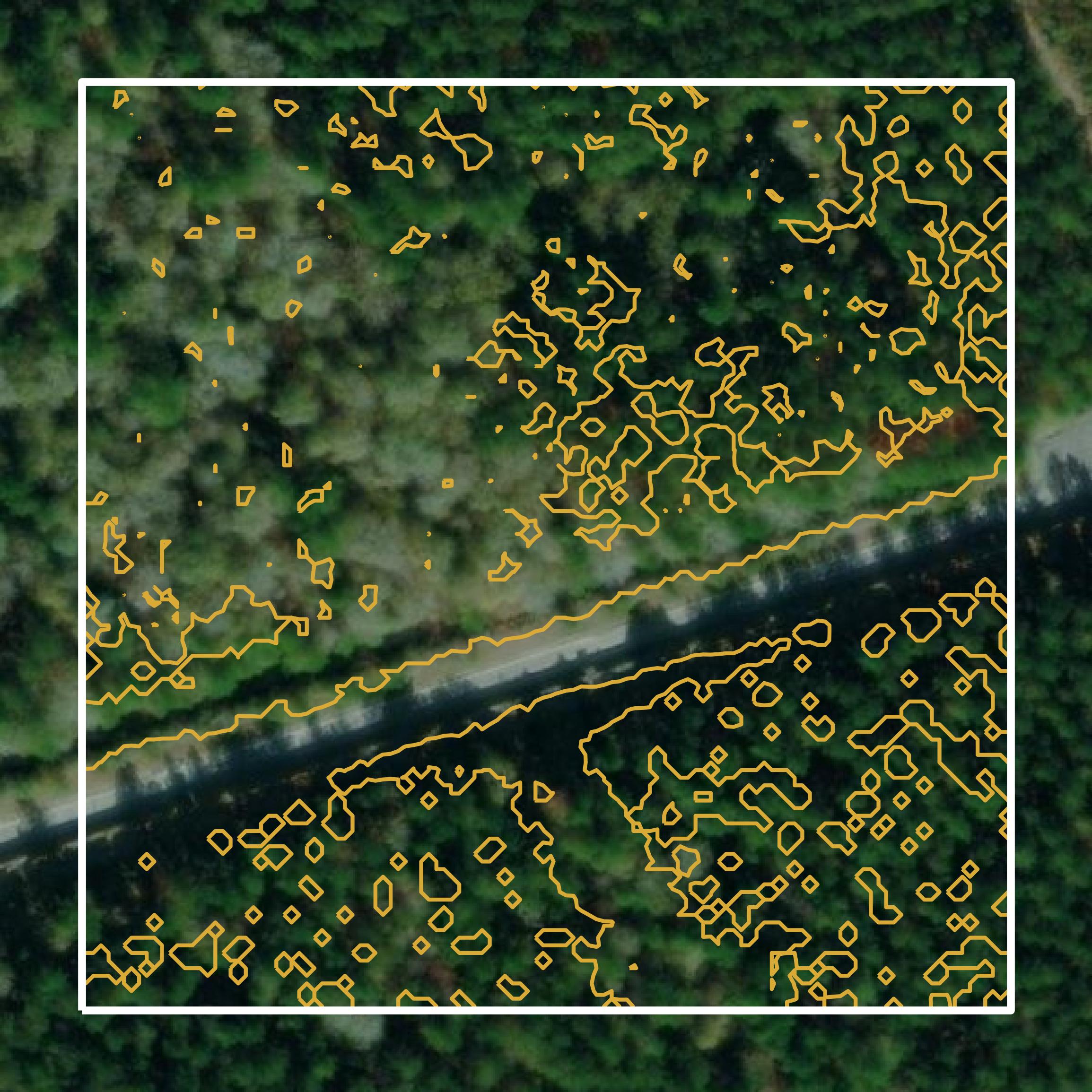 This image shows a contour map in Livingston Parish created using GIS data in Equator.