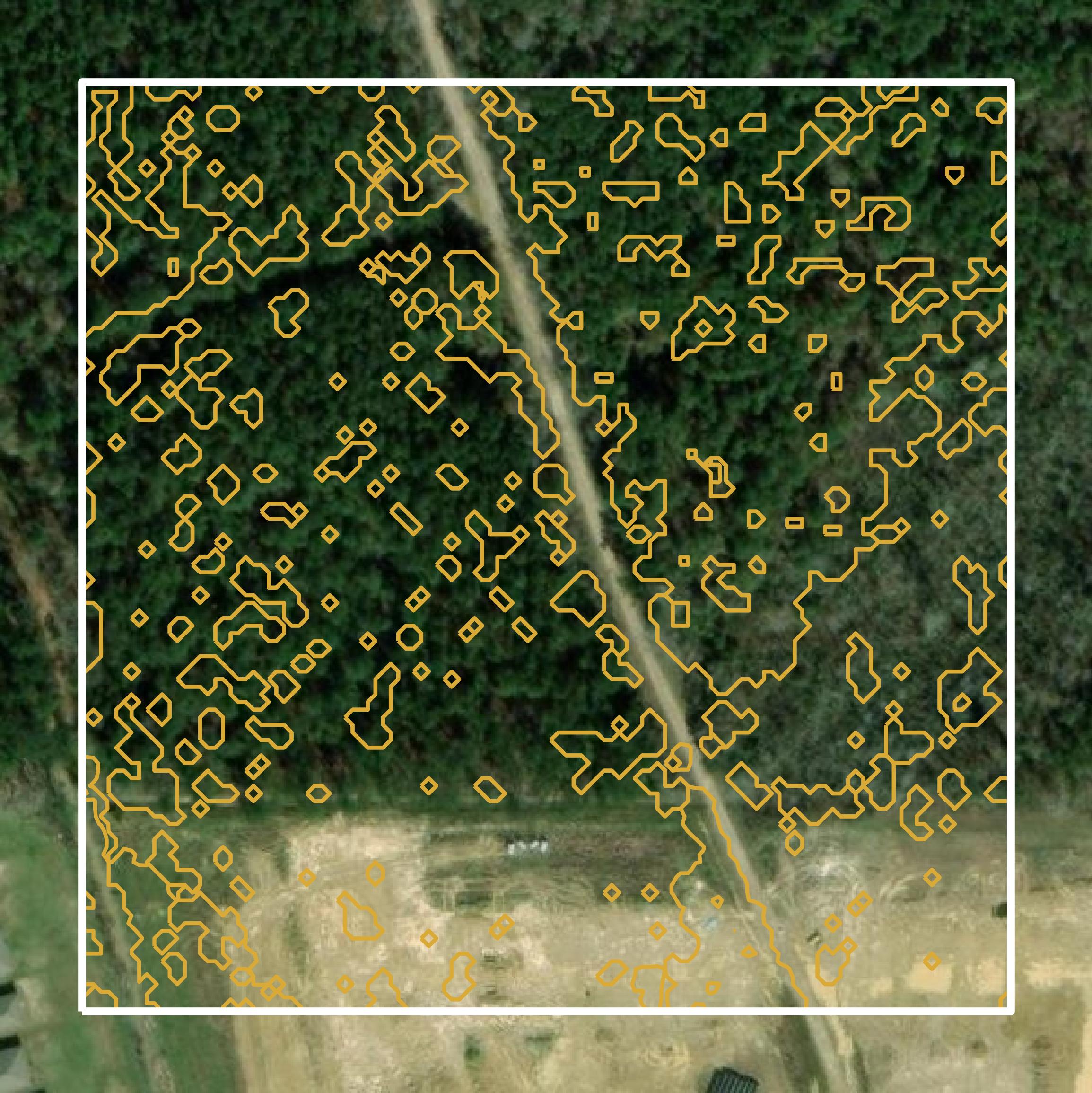 This image shows a contour map in Livingston Parish created using GIS data in Equator.