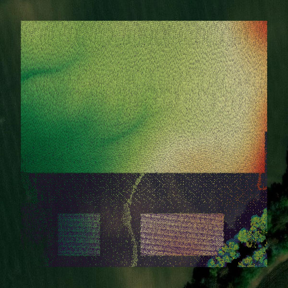 This image shows a LiDAR point cloud in Madison Parish created using GIS data in Equator.