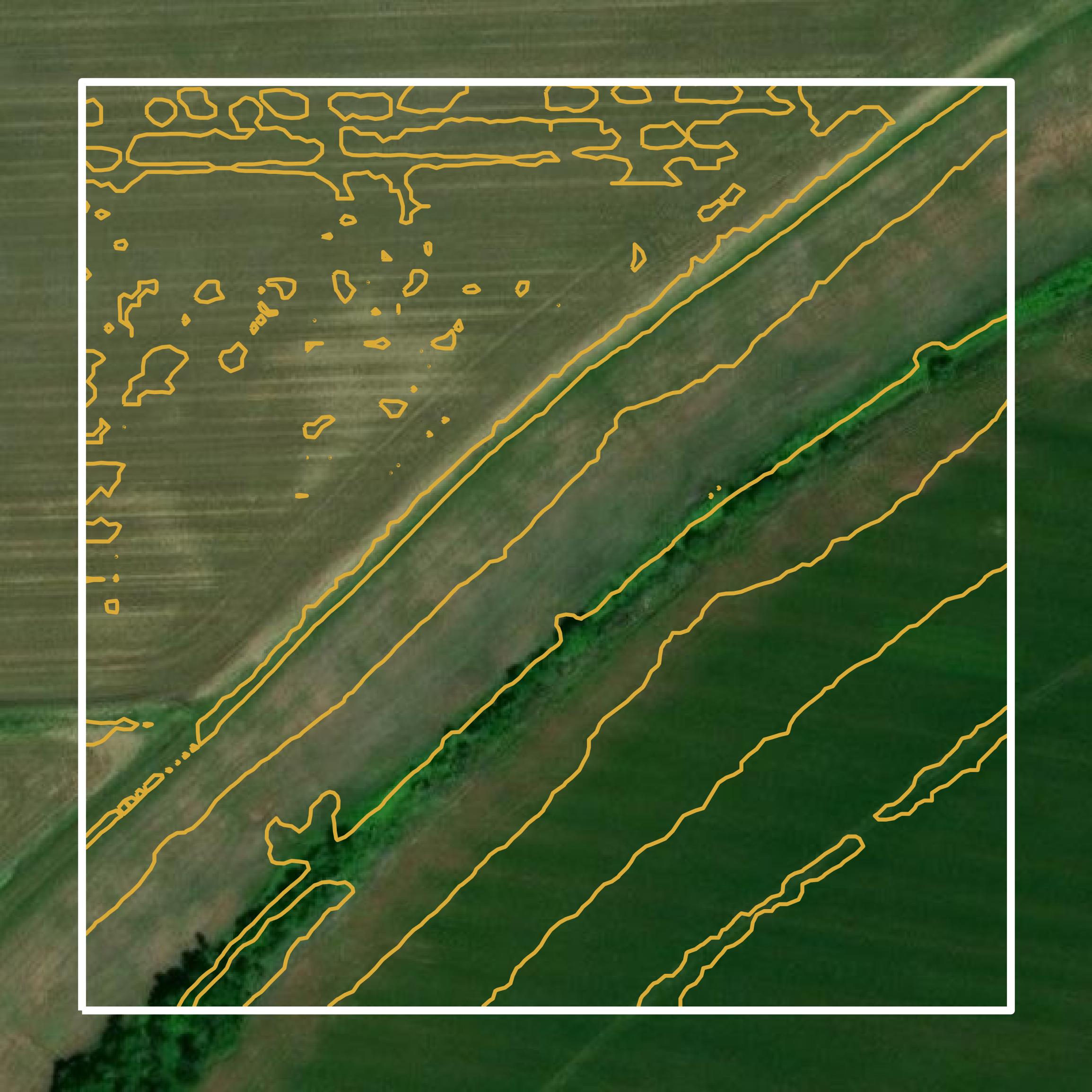 This image shows a contour map in Natchitoches Parish created using GIS data in Equator.