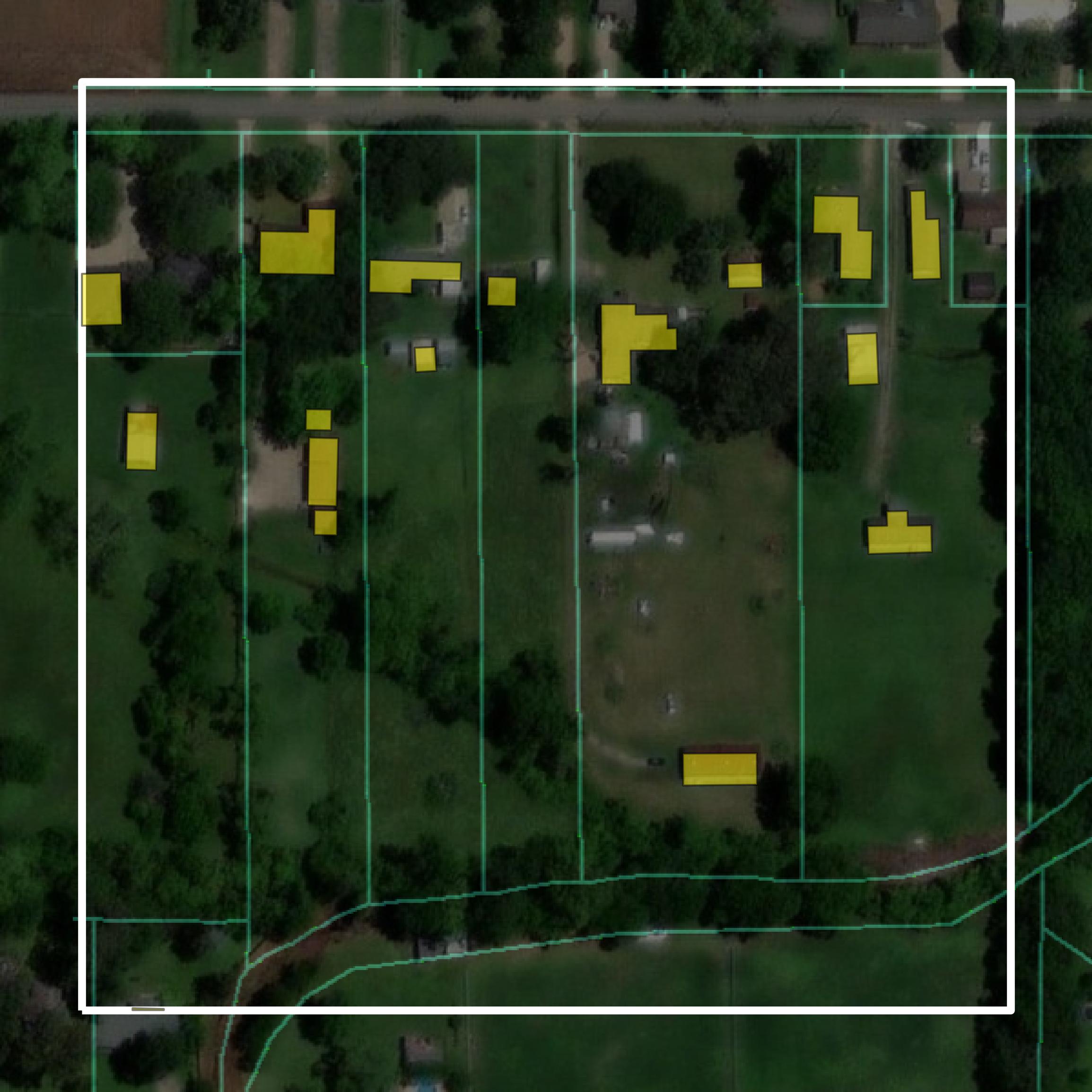 This image shows parcel and building data in Natchitoches Parish created using GIS data in Equator.