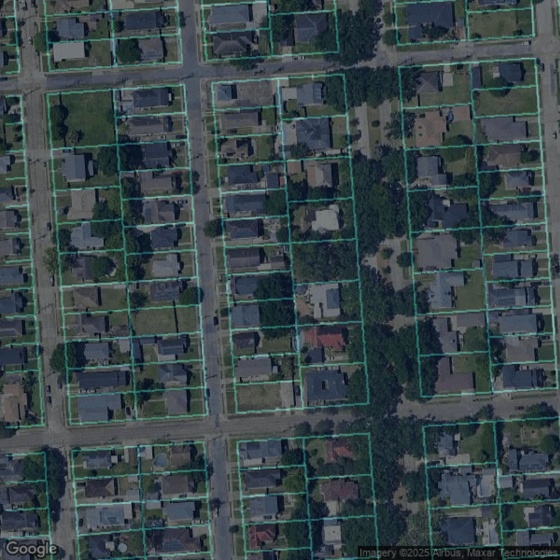 This image shows parcel data in Orleans Parish created using GIS data in Equator.
