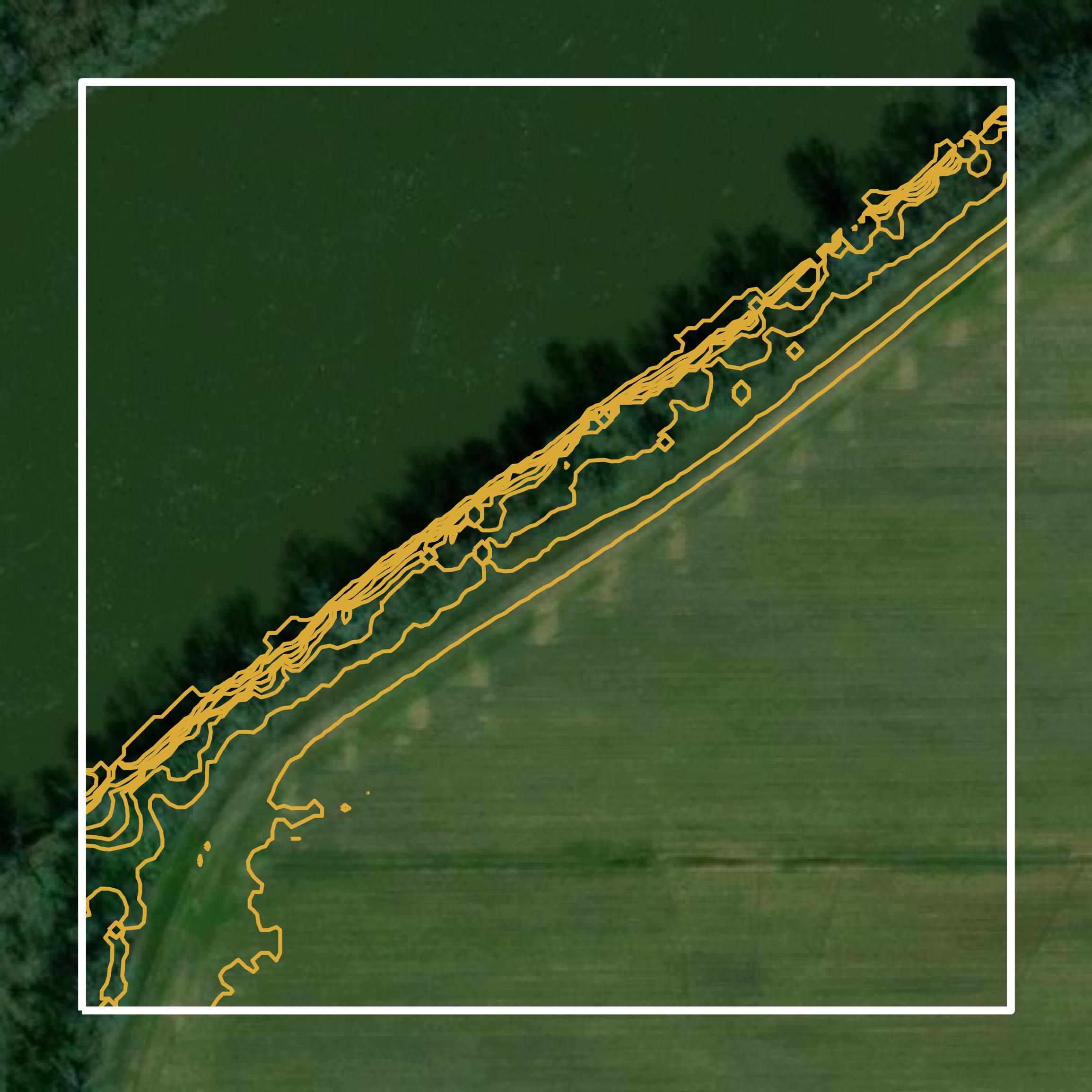 This image shows a contour map in Ouachita Parish created using GIS data in Equator.
