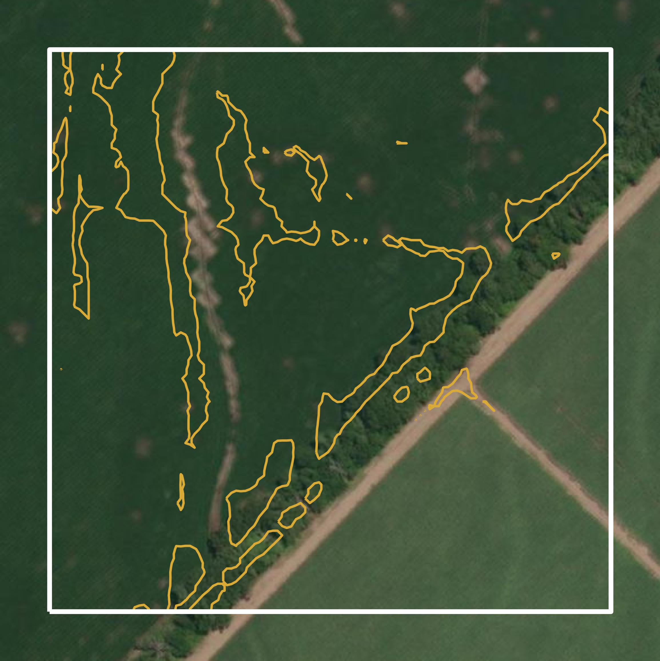 This image shows a contour map in Pointe Coupee Parish created using GIS data in Equator.