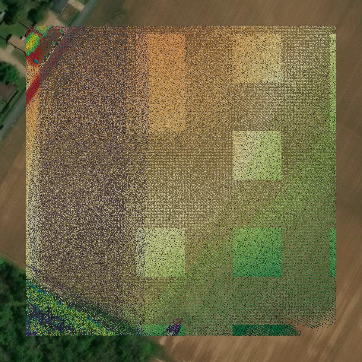 This image shows a LiDAR point cloud in Rapides Parish created using GIS data in Equator.