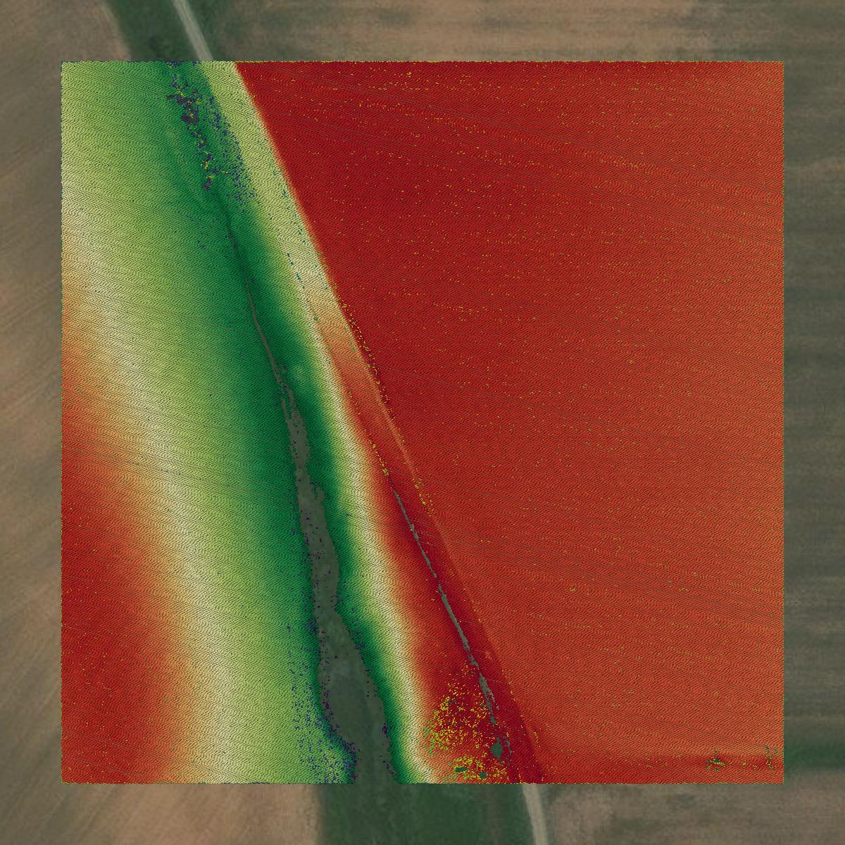 This image shows a LiDAR point cloud in Red River Parish created using GIS data in Equator.