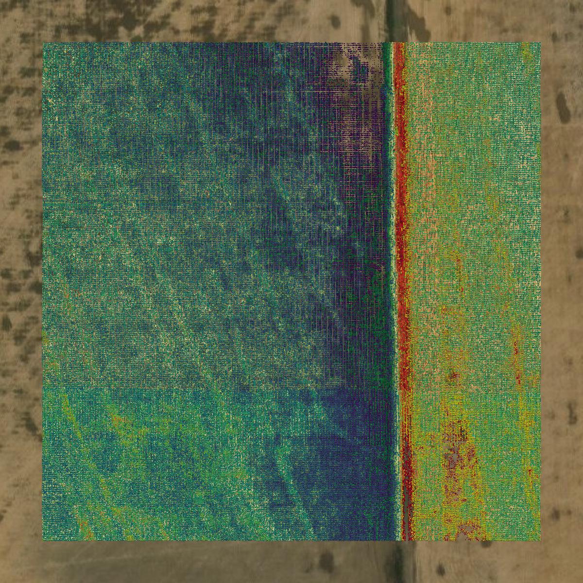 This image shows a LiDAR point cloud in Richland Parish created using GIS data in Equator.