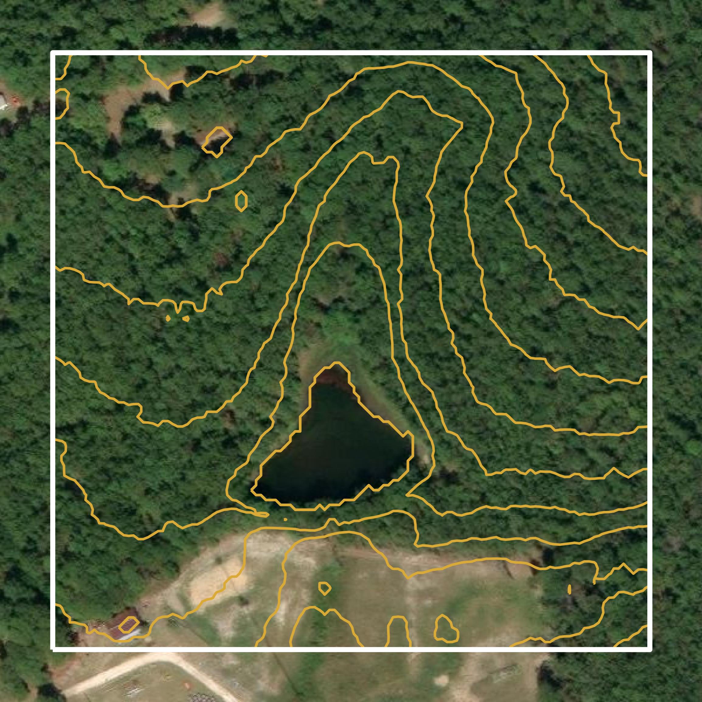 This image shows a contour map in Sabine Parish created using GIS data in Equator.