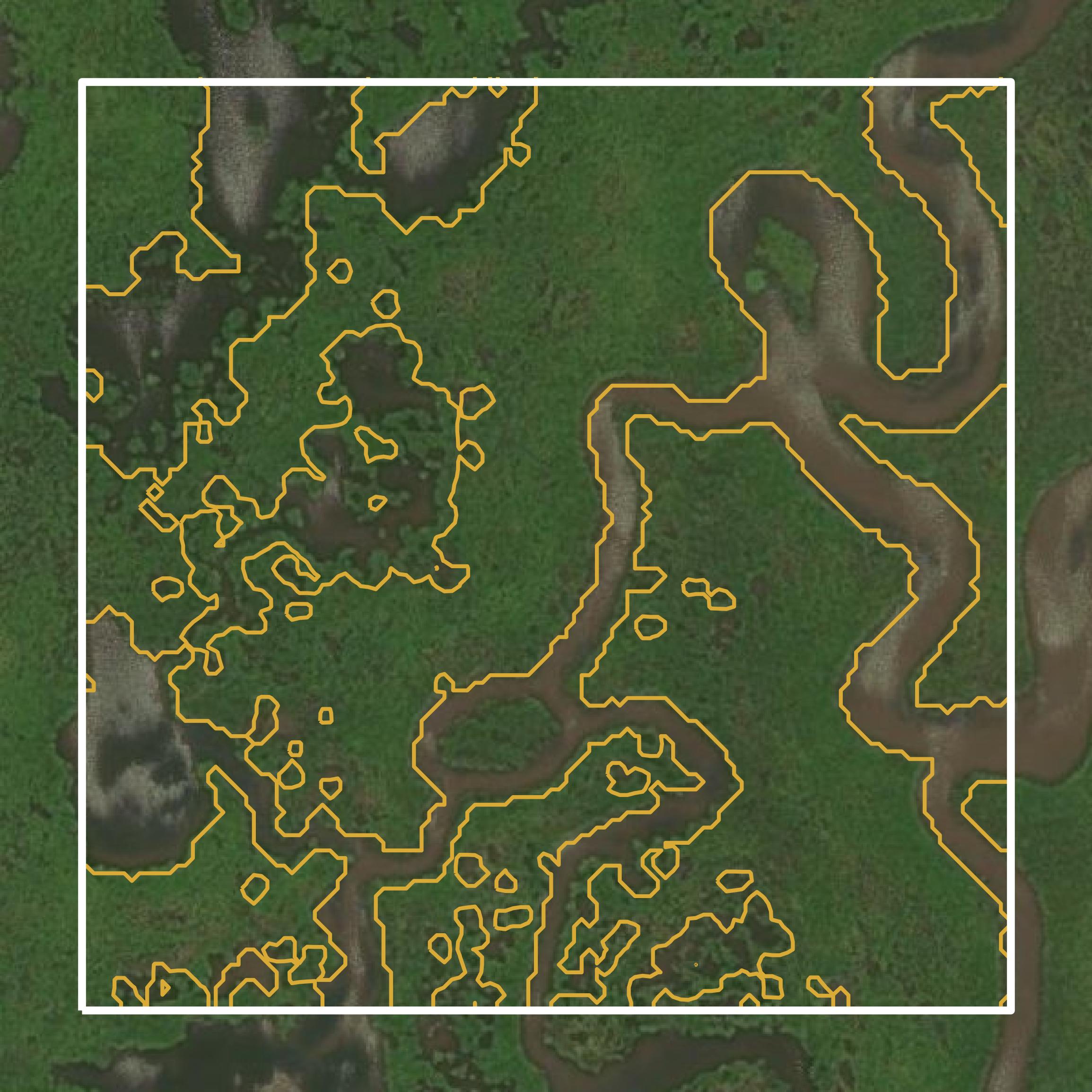 This image shows a contour map in St. Tammany Parish created using GIS data in Equator.