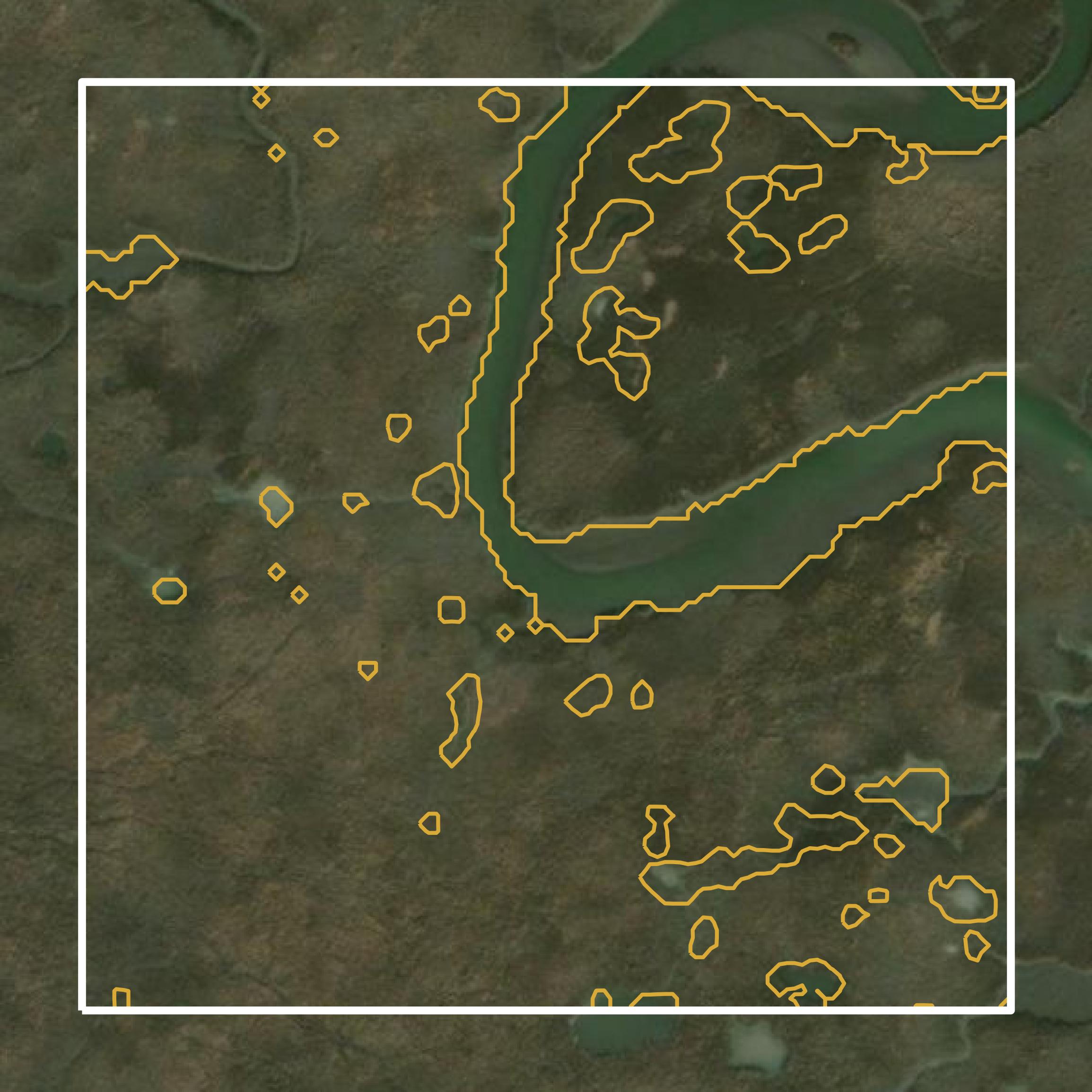 This image shows a contour map in St. Tammany Parish created using GIS data in Equator.