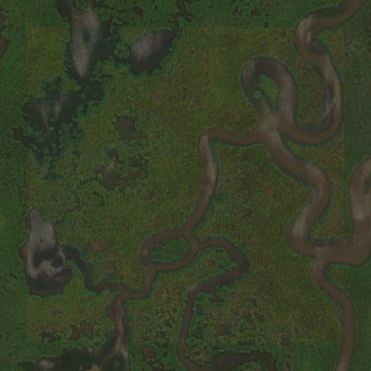 This image shows a LiDAR point cloud in St. Tammany Parish created using GIS data in Equator.