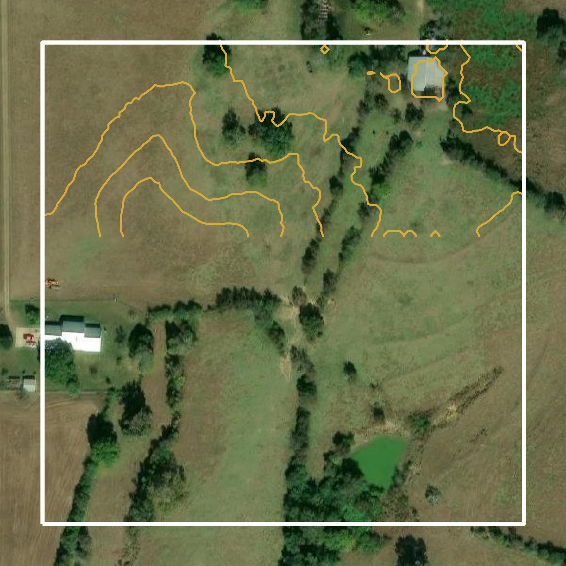 This image shows a contour map in Tangipahoa Parish created using GIS data in Equator.