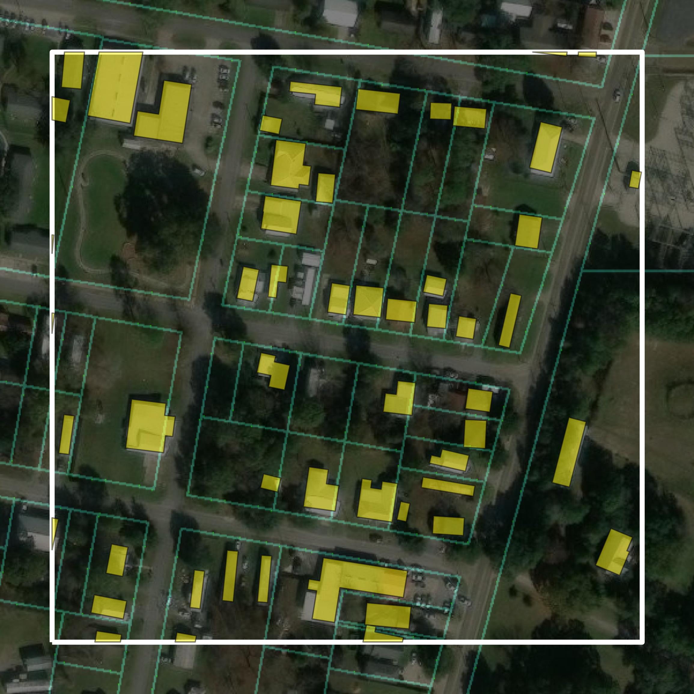 This image shows parcel and building data in Vermilion Parish created using GIS data in Equator.