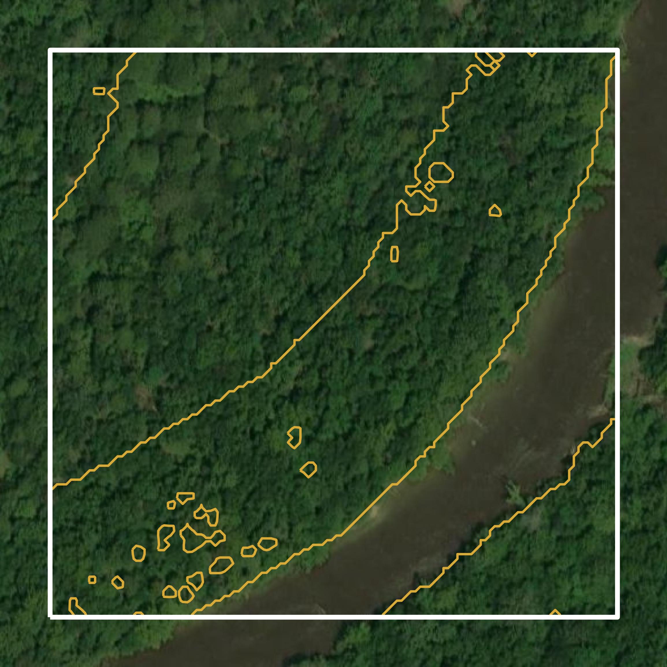 This image shows a contour map in Washington Parish created using GIS data in Equator.